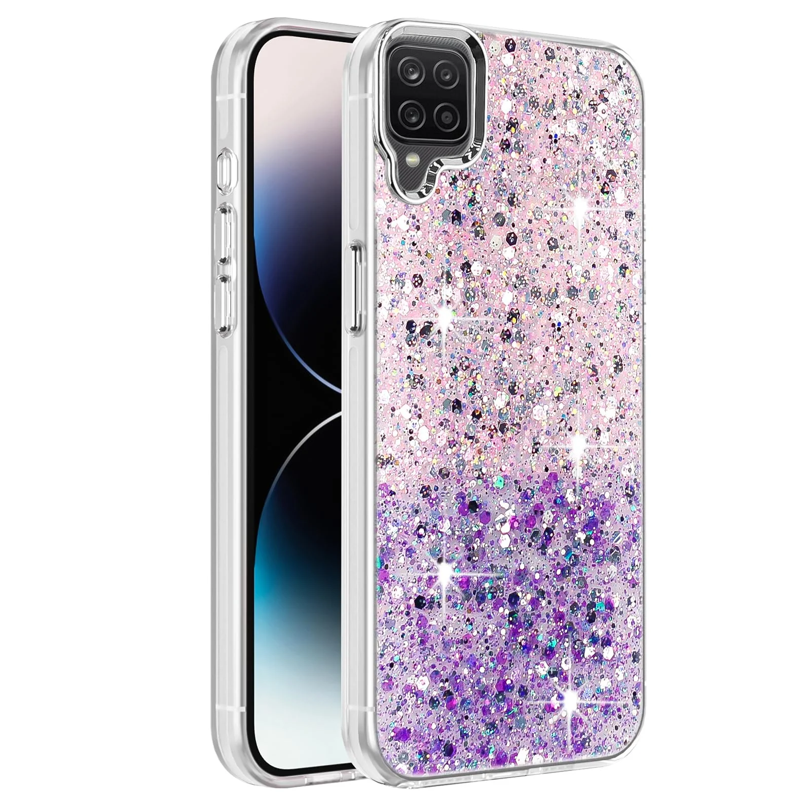 DL3 Mobilak Glitter Protective Case with Camera Protection for Samsung Galaxy A12 / M12 - Pink Purple