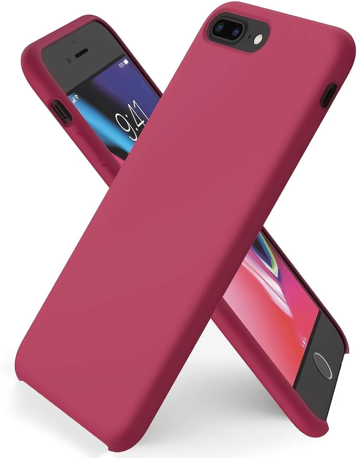 DL3 Mobilak Liquid Silicone Protective Case for iPhone 6 Plus / 6S Plus with Camera Protection and Microfiber Lining - Rose Red