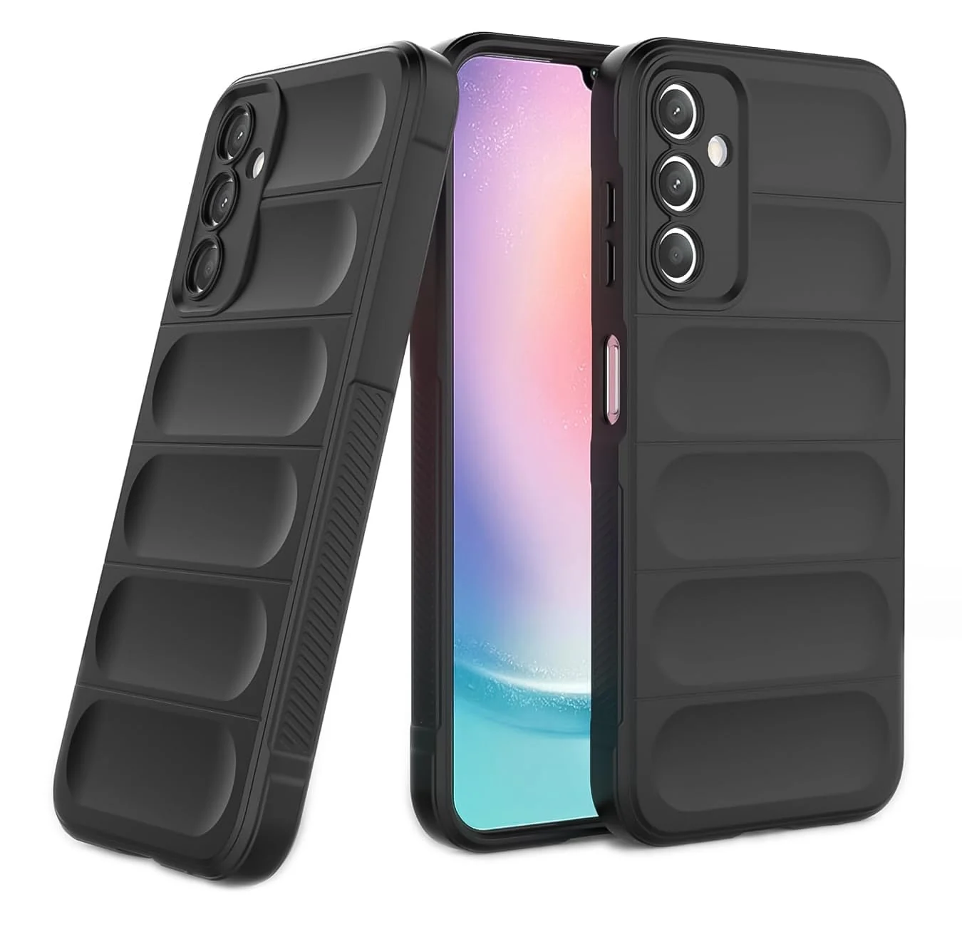 DL3 Mobilak Silicone Case for Samsung Galaxy A15 Heavy Duty Protective [Slim Fit] Shockproof Soft Flexible Protective Design Shock-Absorption TPU Cover With Camera Protection - Black