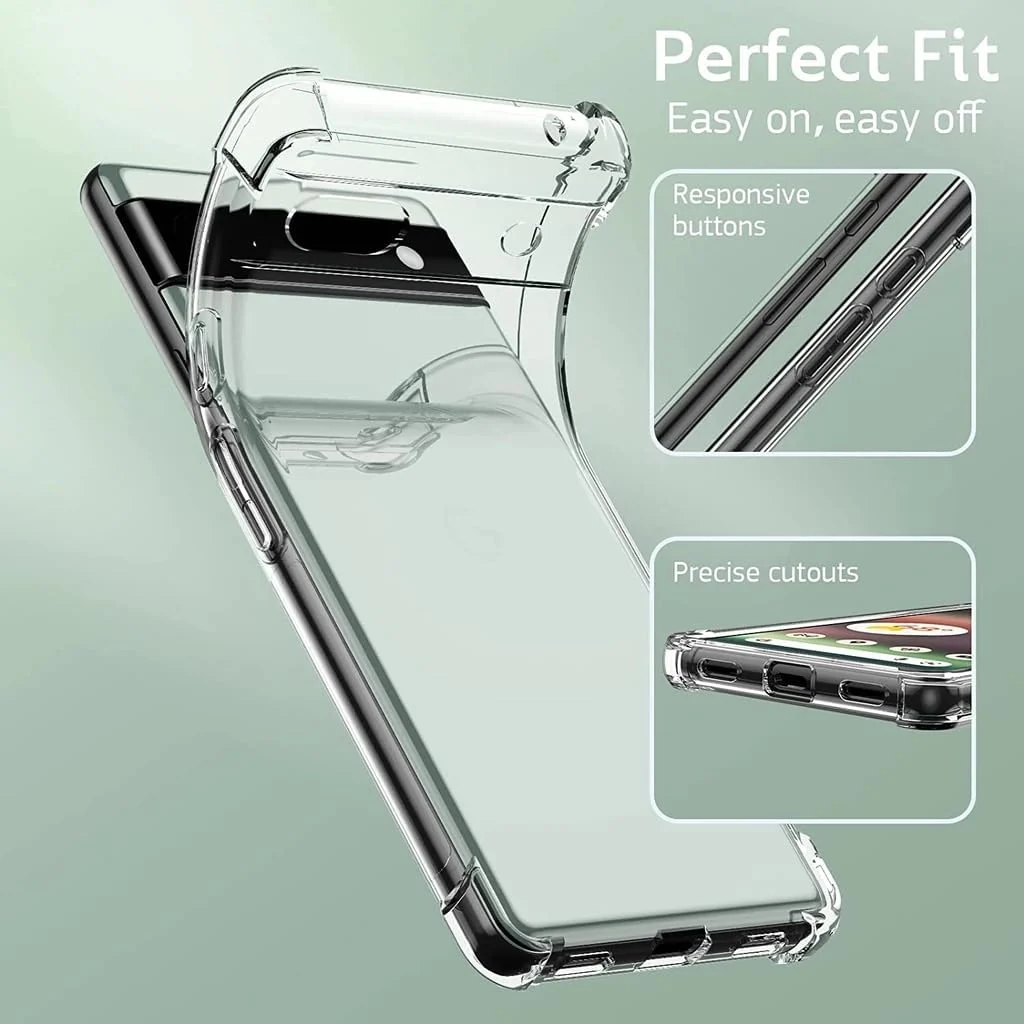 DL3 Mobilak Case Compatible with Google Pixel 8A, Cover SiliconeTransparent TPU Gorilla Anti-shock Protector Camera Shockproof Corners - Clear