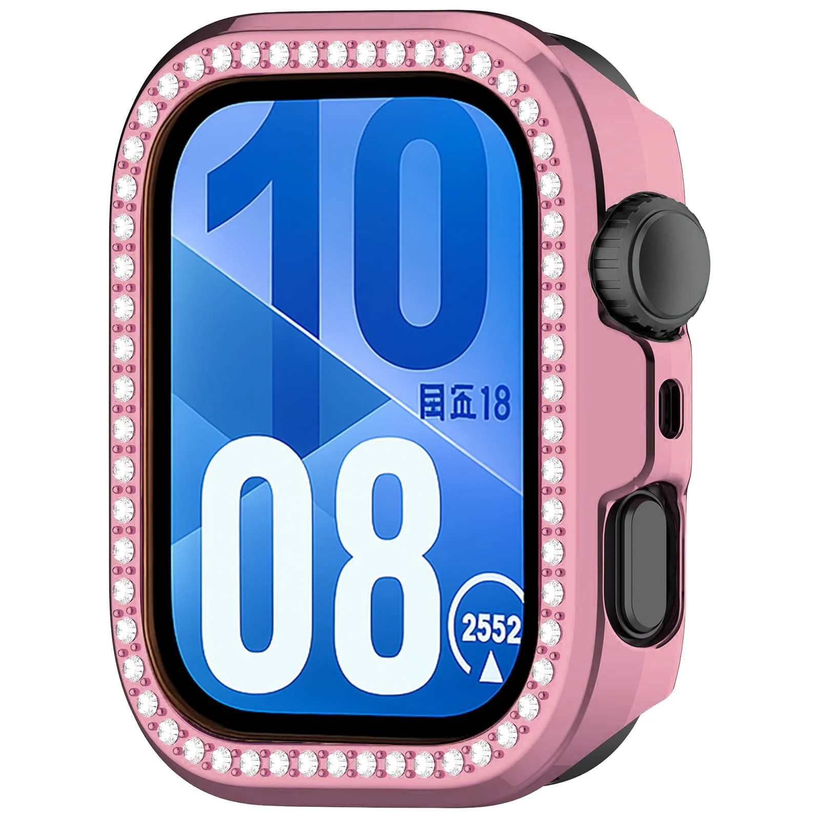 DL3 Mobilak Bling Case Without screen protector for Huawei Watch Fit 4, Hard PC Frame Case, Crystal Diamonds Bumper Cover for Women Girls, Slim Protective Cover for Huawei Watch Fit 4 - Pink