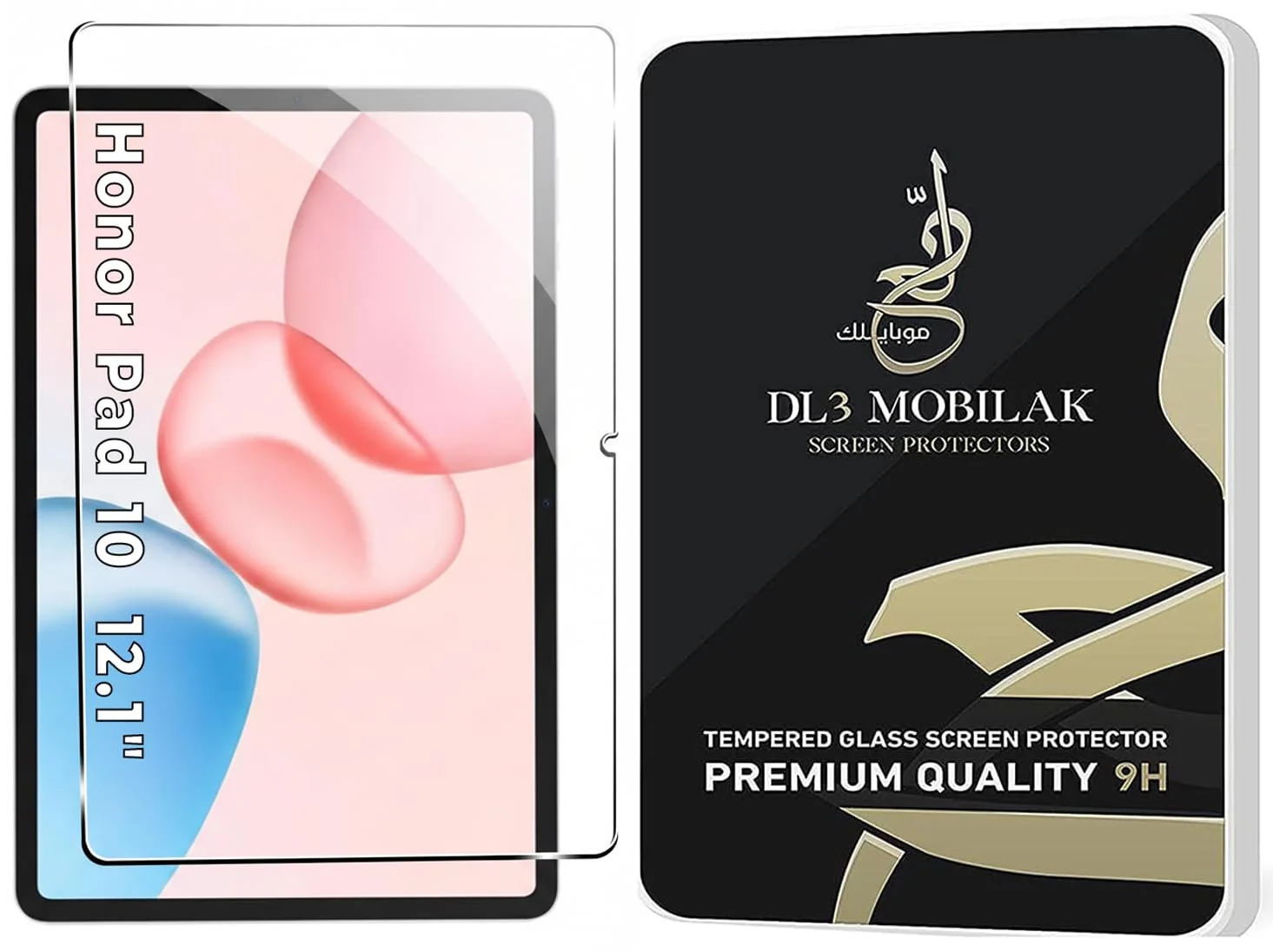 DL3 Mobilak Screen Protector For Honor Pad 10 12.1 Inch 2025 / Honor Pad 9 12.1 Inch 2024 Tempered Glass Film [HD Crystal ] [Easy Installation] [Scratch Resistant] [9H Hardness] - Clear