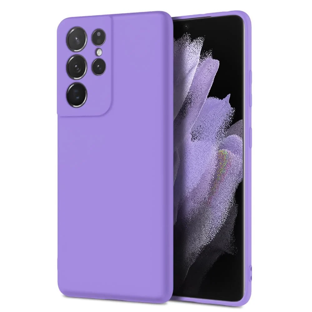DL3 Mobilak Silicone Protective Case for Samsung Galaxy S21 Ultra 5G, Shock-absorbing protection, Scratch-resistant surface, Soft microfiber lining - Light Purple