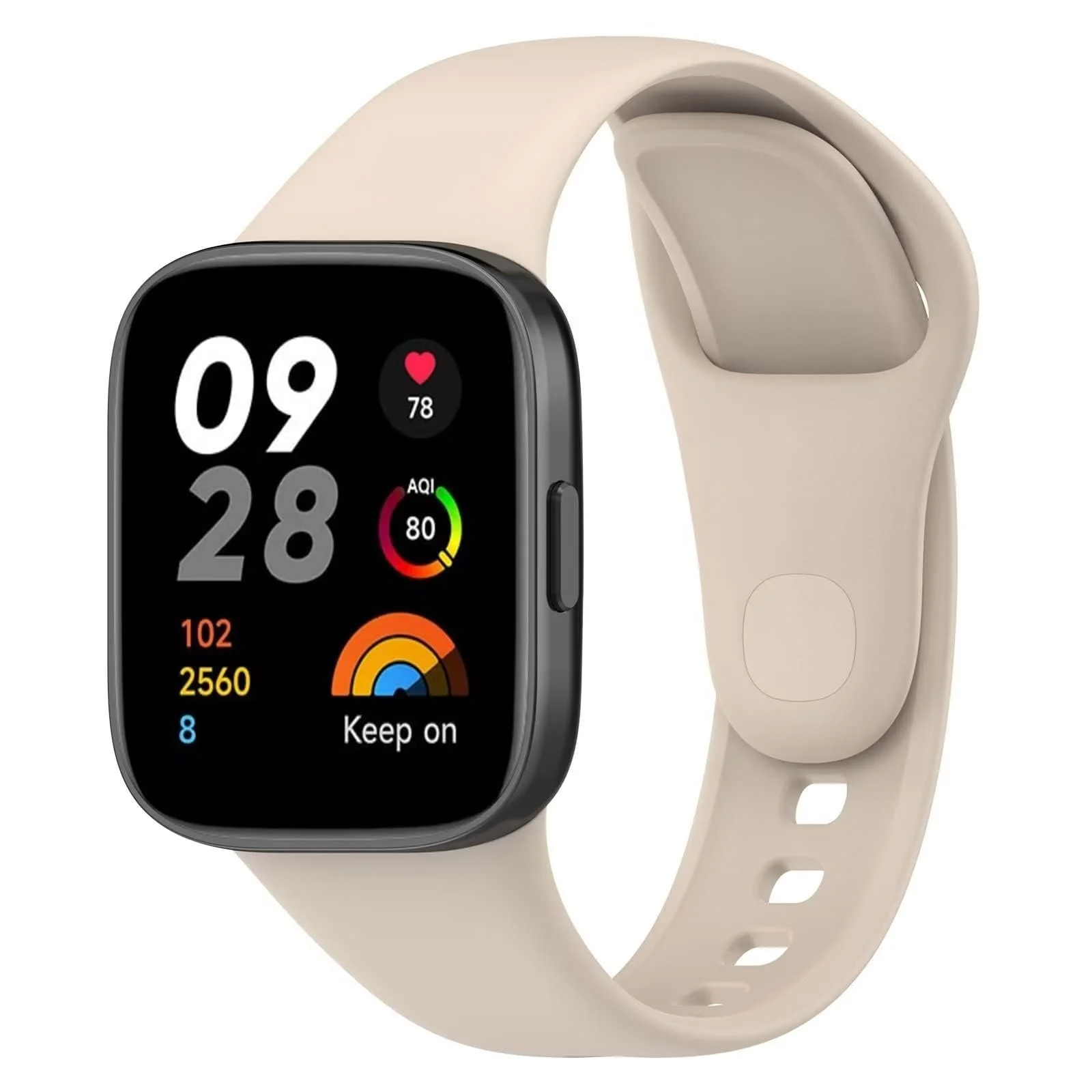 DL3 Mobilak Strap Watch Silicone Compatible With Xiaomi Redmi Watch 3, Sport Silicone Watch Band Wrist Strap, Bracelet Wristband Wrist Strap for Redmi Watch3 - Ivory White