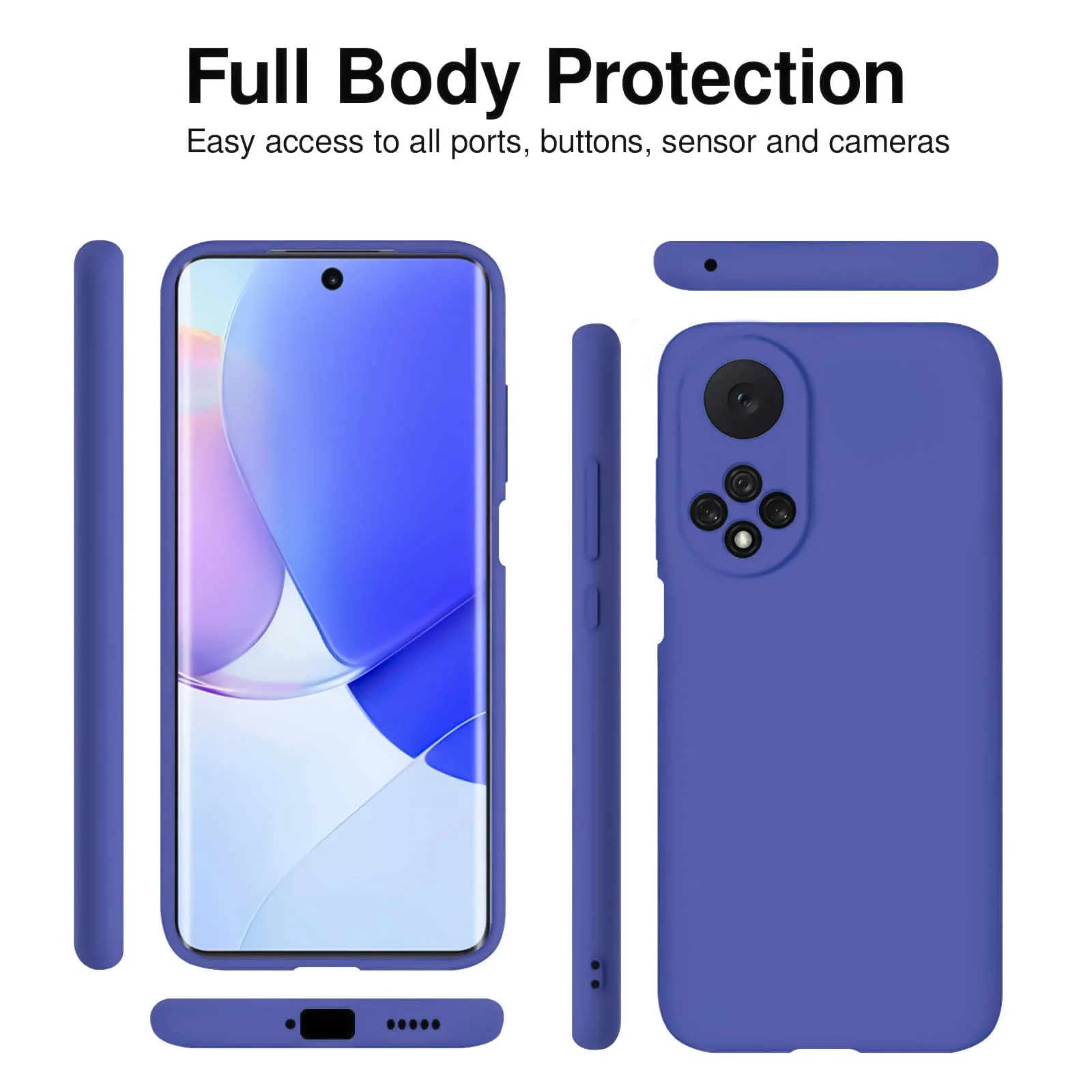 DL3 Mobilak Soft Silicone Protective Case for Honor 50 / Huawei Nova 9 with Microfiber Lining and Shockproof Design - Light Blue