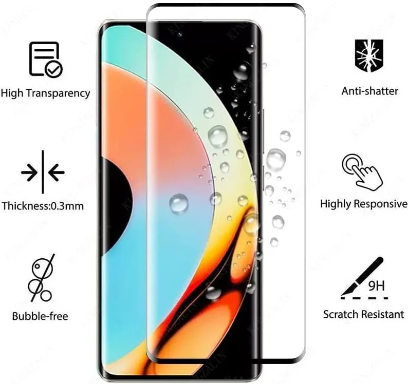 DL3 Mobilak 5D Full Glass Screen Protector For OPPO realme 10 Pro Plus Frame Protector - Black