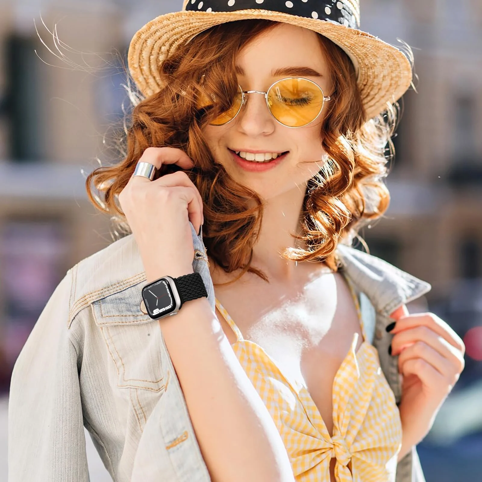 DL3 Mobilak Sport Solo Loop Compatible with Apple Watch Band 42mm 44mm 45mm 46mm 49mm for Women Men, Magnetic Strap Stretchy Braided Wristband for iWatch Series 11 10 9 8 7 6 5 4 3 Ultra 3 2 1 SE SE2 - Black