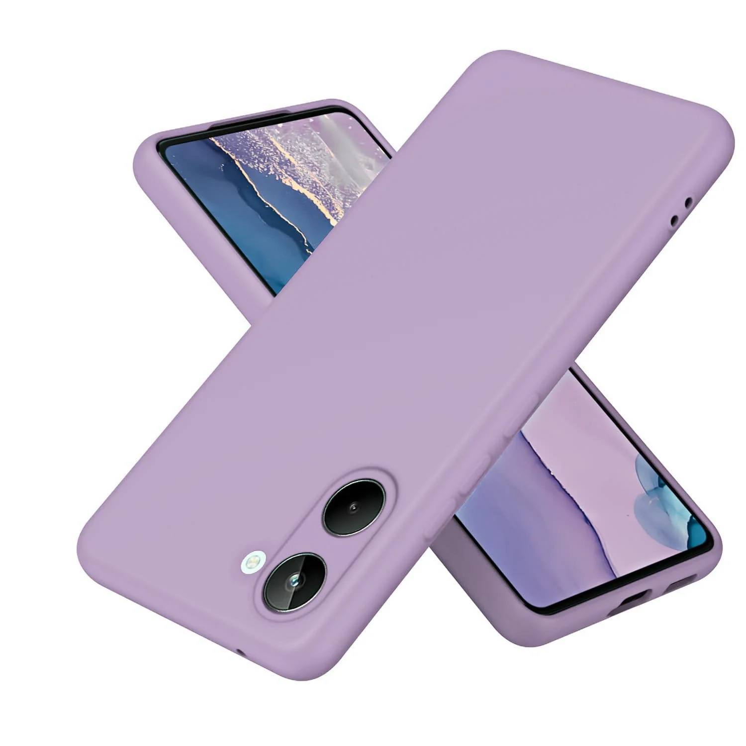 DL3 Mobilak Liquid Silicone Protective Case for realme 10 4G with Microfiber Lining and Shockproof Design - Lavender