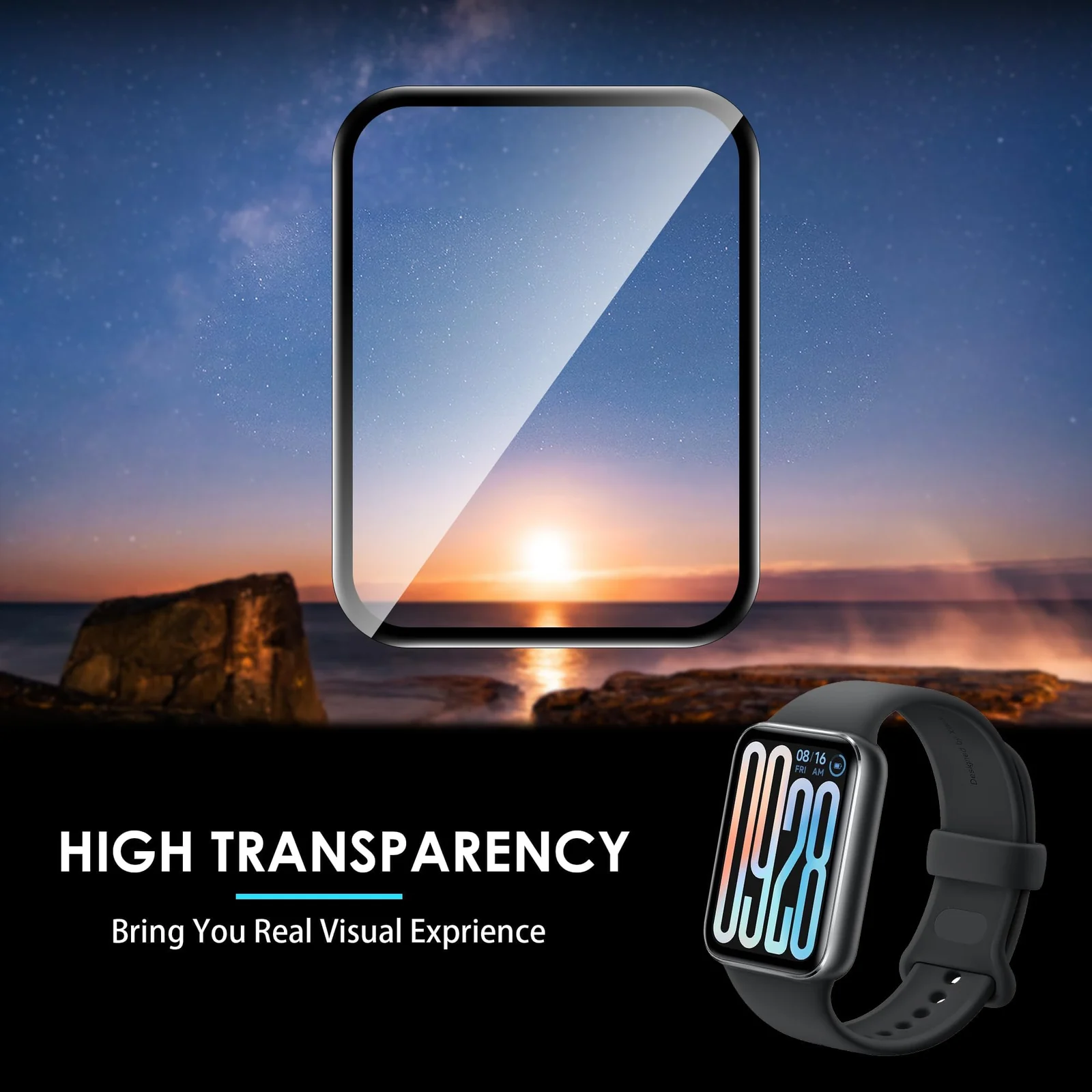 DL3 Mobilak Screen Protector For Xiaomi Smart Band 9 Pro/Xiaomi Mi Band 9 Pro, 3D Curved Soft Edge Protective Film [Anti-Scratch] [Bubble Free] [Ultra Shatterproof] [High Sensitive] (Not Glass) - Black