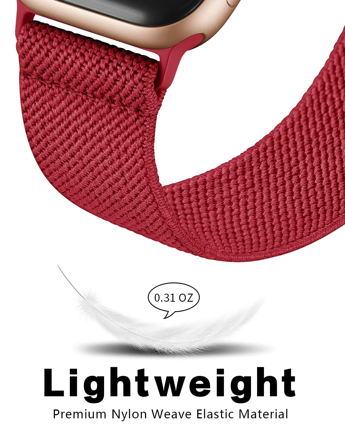 DL3 Mobilak Nylon Solo Loop Stretchy Straps For Apple Watch Band 49mm 45mm 44mm 42mm 41mm 40mm 38mm, Elastic Wristbands for Series 8 Ultra 7 6 5 4 3 2 1 Se (38MM/40MM/41MM) - Cherry Red
