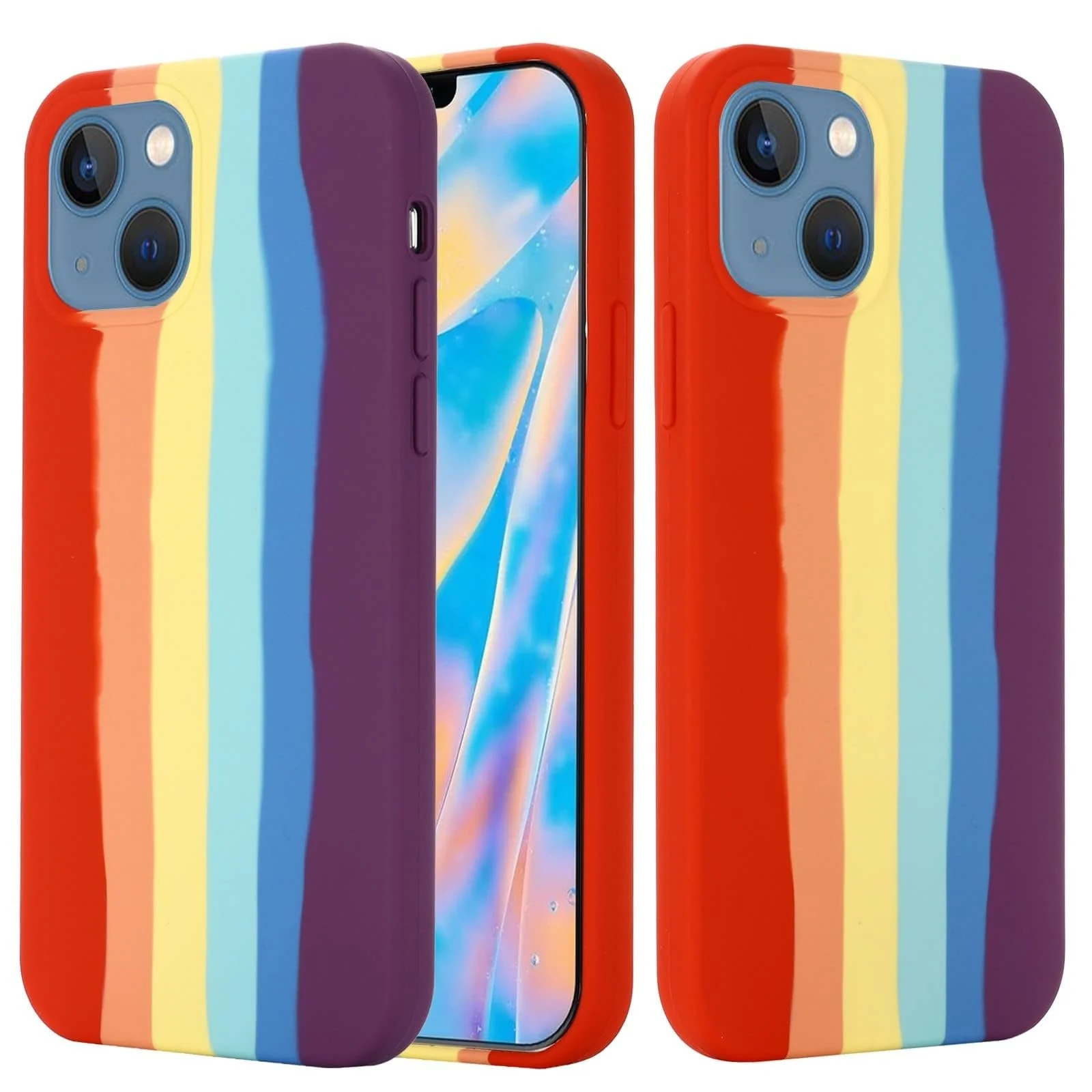 DL3 Mobilak Liquid Silicone Protective Case for iPhone 14 (6.1 Inch) with Camera Protection and Microfiber Lining - Multicolor 2