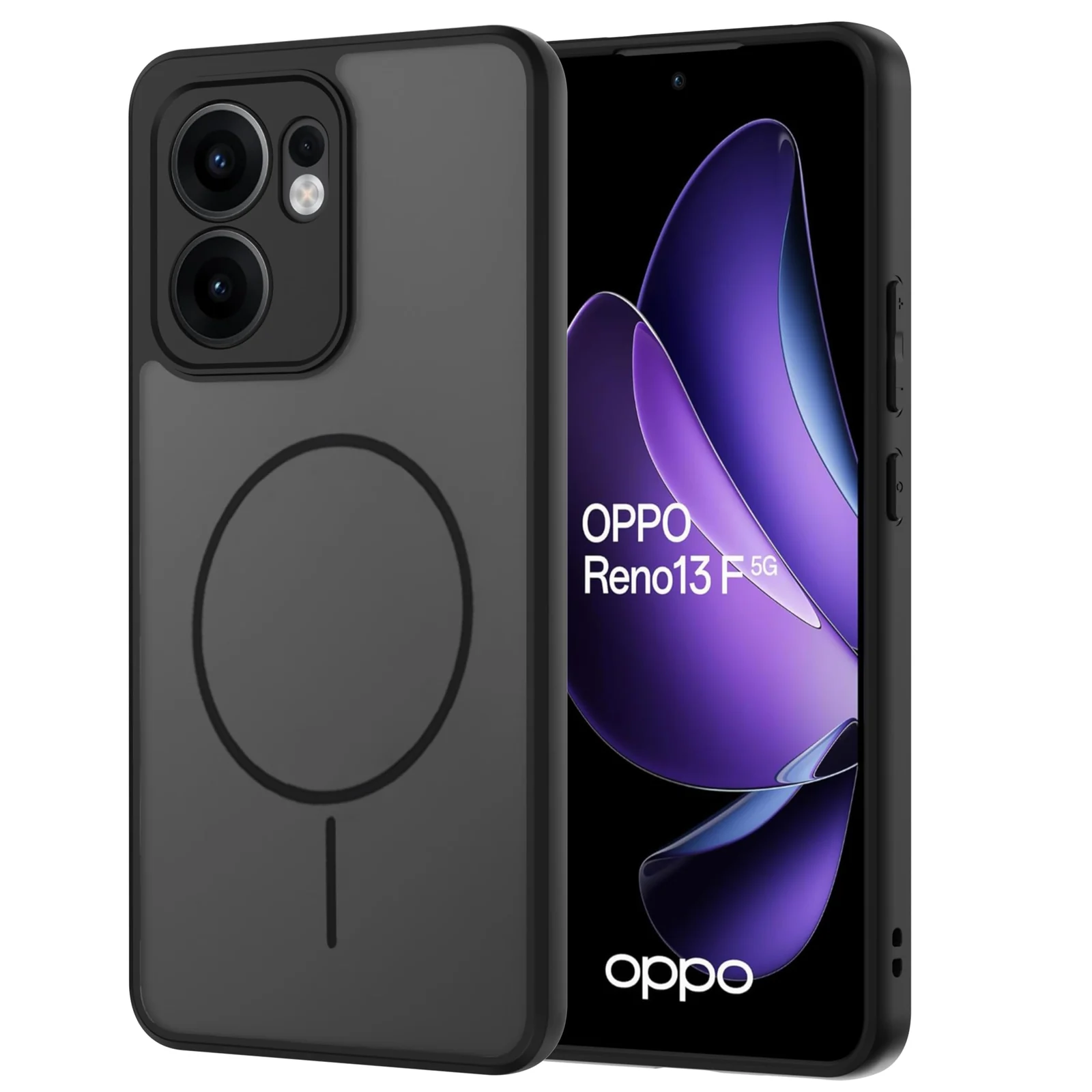 OPPO Reno13 F / Reno 13F Translucent Matte PC Back & — DL3 Mobilak جراب حماية للهاتف، متوافق مع MagSafe] Anti-Scratch Shockproof Protective، من PC، بولي يوريثان، متوافق مع MagSafe، حماية ماصة للصدمات - أسود