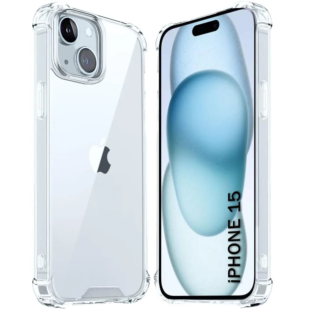 DL3 Mobilak Clear TPU Case for iphone15, Camera protection, Shock-absorbing protection, Non-slip grip - Clear