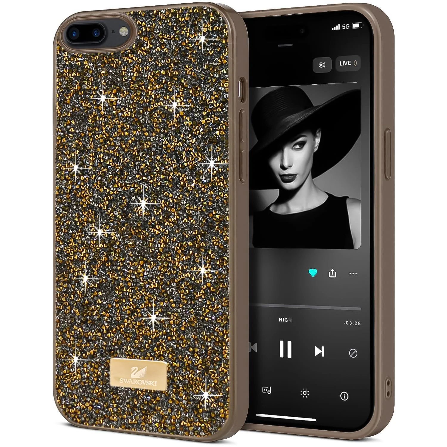 Case For iPhone 7 Plus/iphone 8 Plus Case Glitter, Sparkle Diamond Crystal Bling Case with Bling, Ultra Thin Lightweight Full Body Shockproof Anti-Scratch Protective Cover - Black