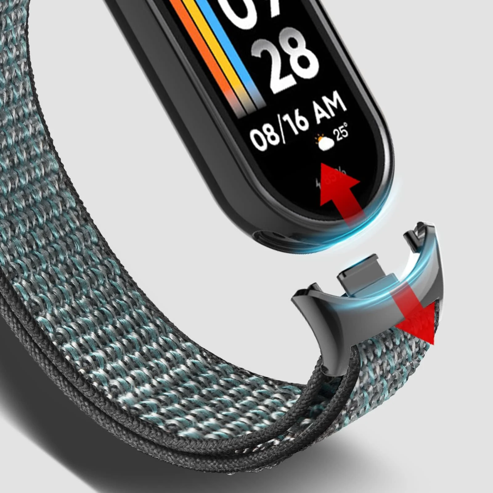 DL3 Mobilak Nylon Sport Band Compatible with Xiaomi Mi Band 10/9/8 for Women Men, Soft Adjustable Breathable Sport Loop Watch Strap Replacement Wristband for Xiaomi Smart Band 8/9/10 - Cloud Grey