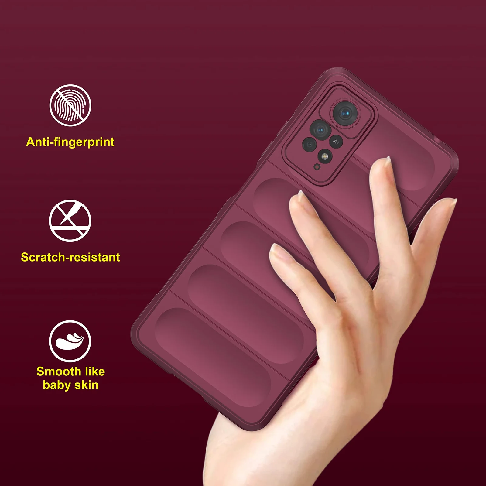DL3 Mobilak Flexible Silicone and TPU Protective Case with Camera Protection for Xiaomi Redmi Note 12 Pro 4G / Redmi Note 11 Pro 4G&5G - Wine Red