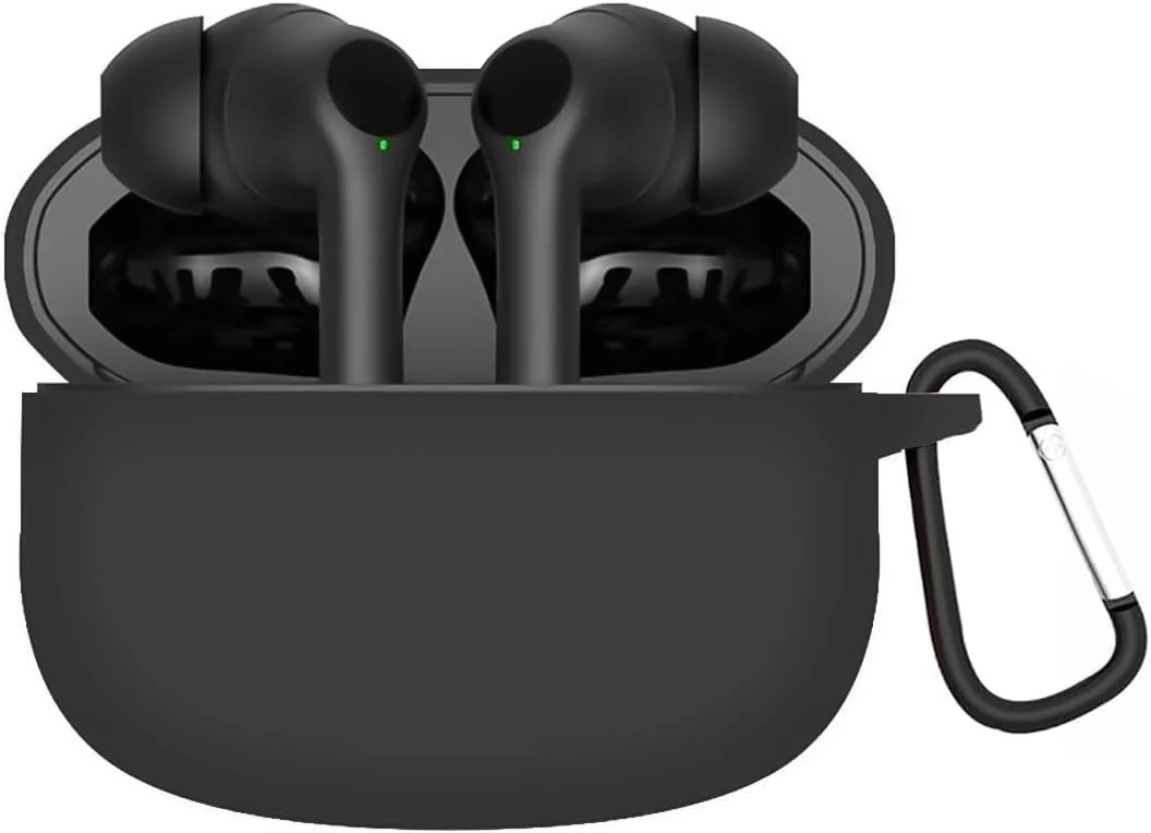 DL3 Mobilak Silicone Case Compatible with Oraimo FreePods 3C Earbuds, Soft Silicone Protective Case Cover, Shockproof Sleeve with Carabiner For Oraimo FreePods 3C - A. Black