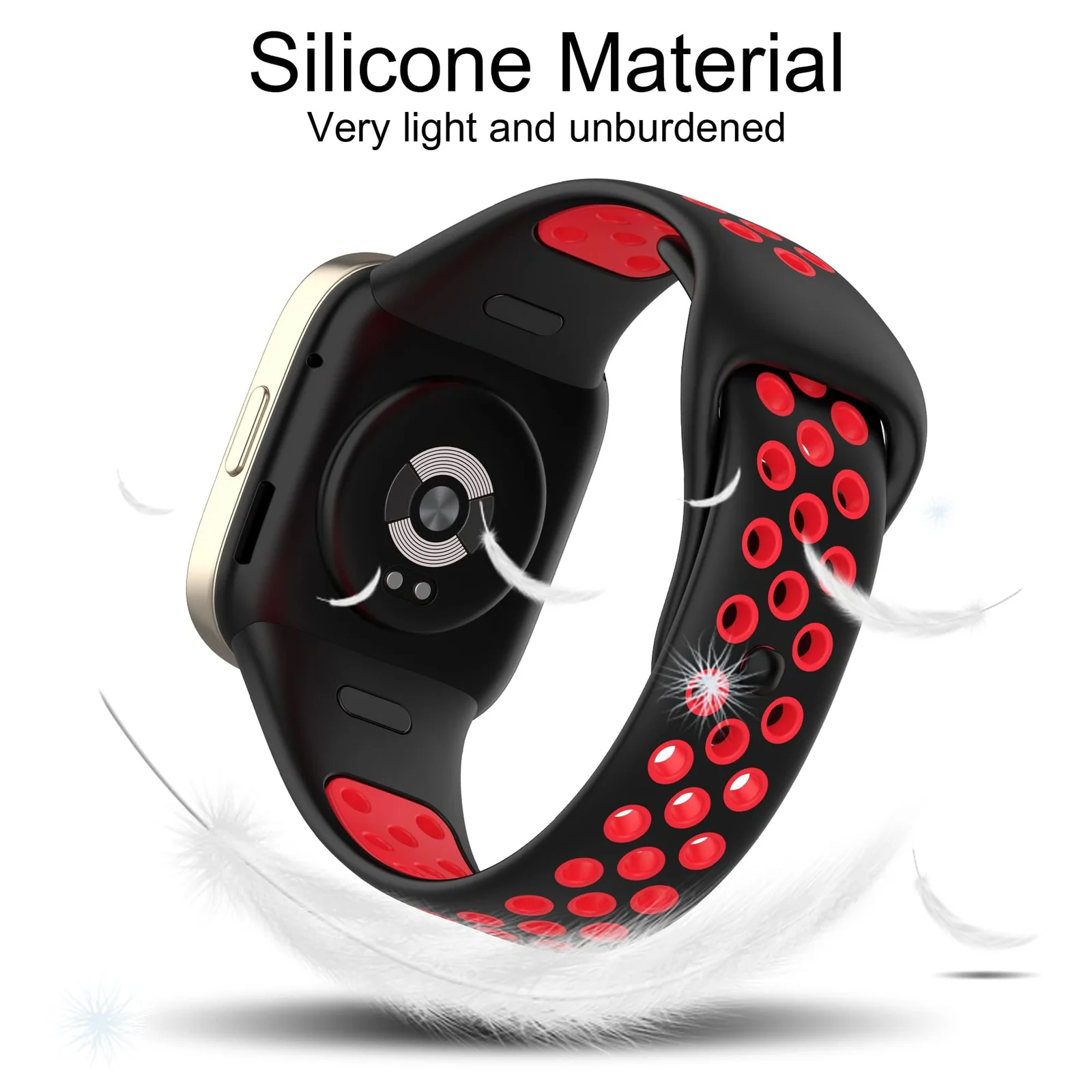 DL3 Mobilak Strap For Xiaomi Redmi Watch 3 (Not for Redmi Watch 3 Lite/Active), [Breathable] Soft Silicone Strap, Two Tone Band, Silicone Replacement Strap - Black