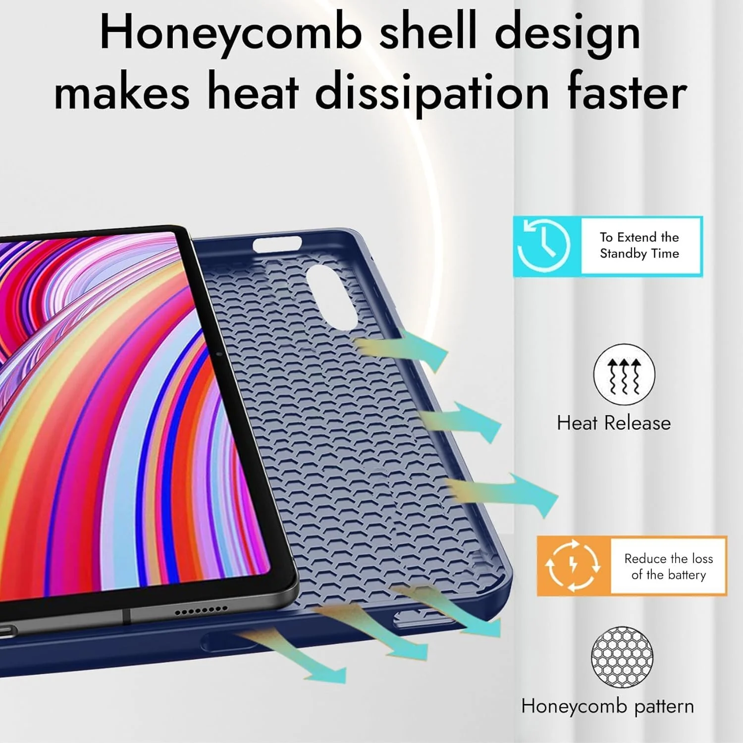 DL3 Mobilak Xiaomi Redmi Pad 2 2025 11 inch Case with Pen Holder, Soft TPU Back Trifold Stand Protective Smart Cover Flip, Auto Wake & Sleep - Blue