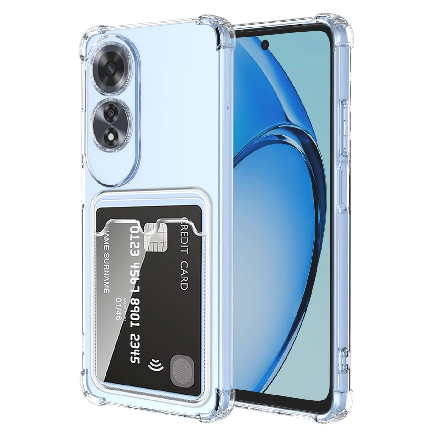 DL3 Mobilak Clear TPU Wallet Case with Card Slot and Camera Protection for OPPO A60 4G - Transparent