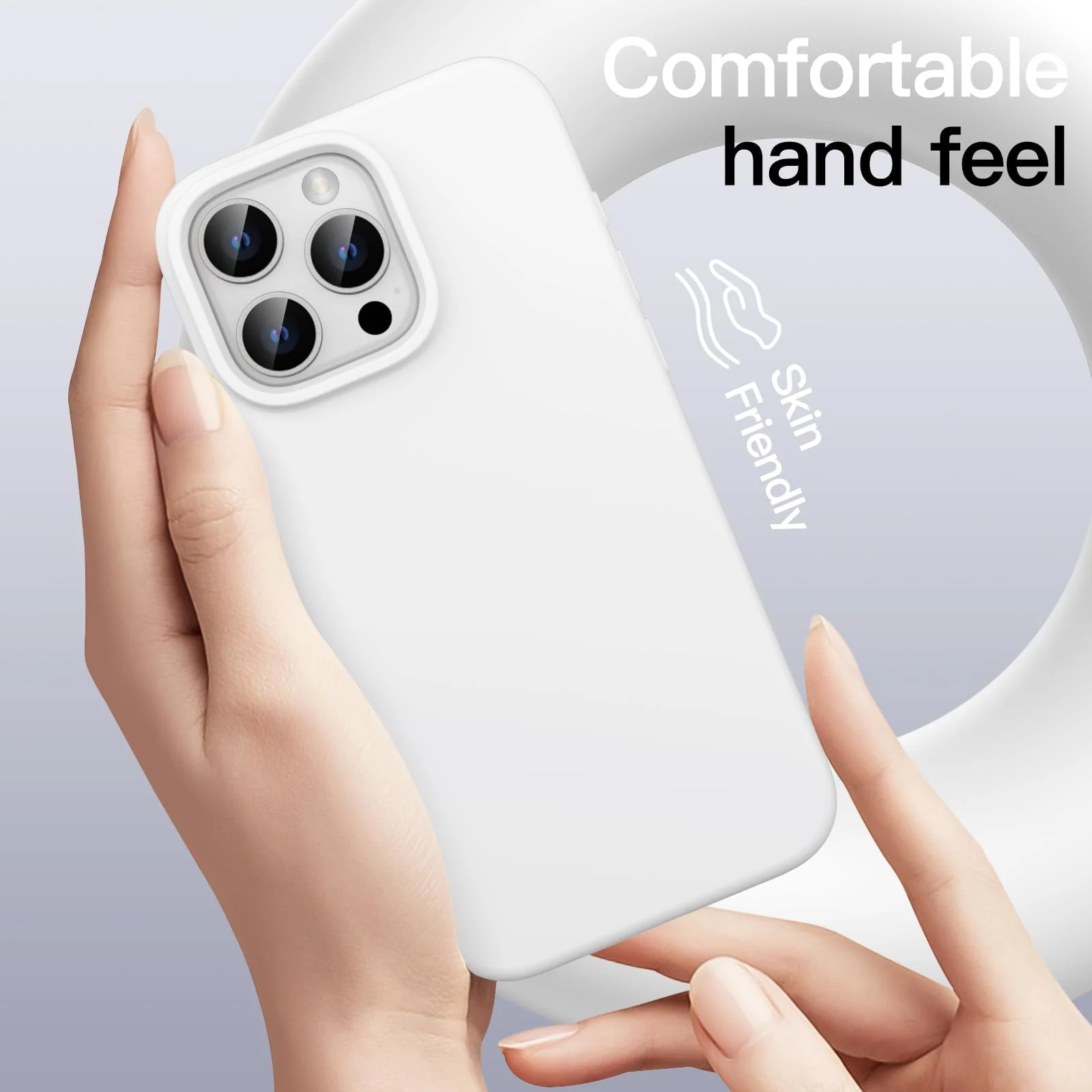 DL3 Mobilak Liquid Silicone Protective Case with Soft Microfiber Lining for iPhone 16 Pro Max - White