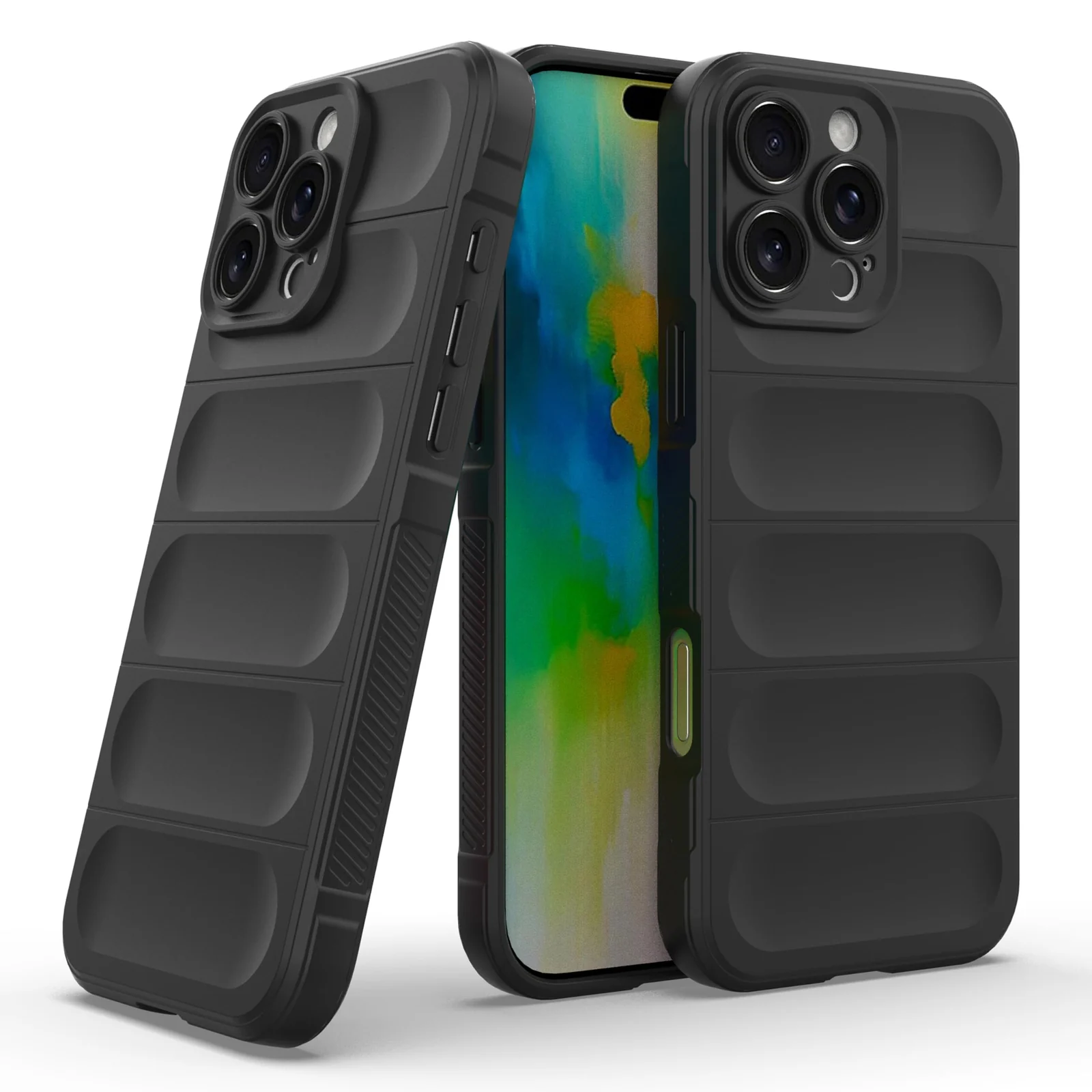 DL3 Mobilak Silicone Case for iPhone 16 Pro Max 6.9-Inch Heavy Duty Protective [Slim Fit] Shockproof Soft Flexible Protective Design Shock-Absorption TPU Cover With Camera Protection - Black