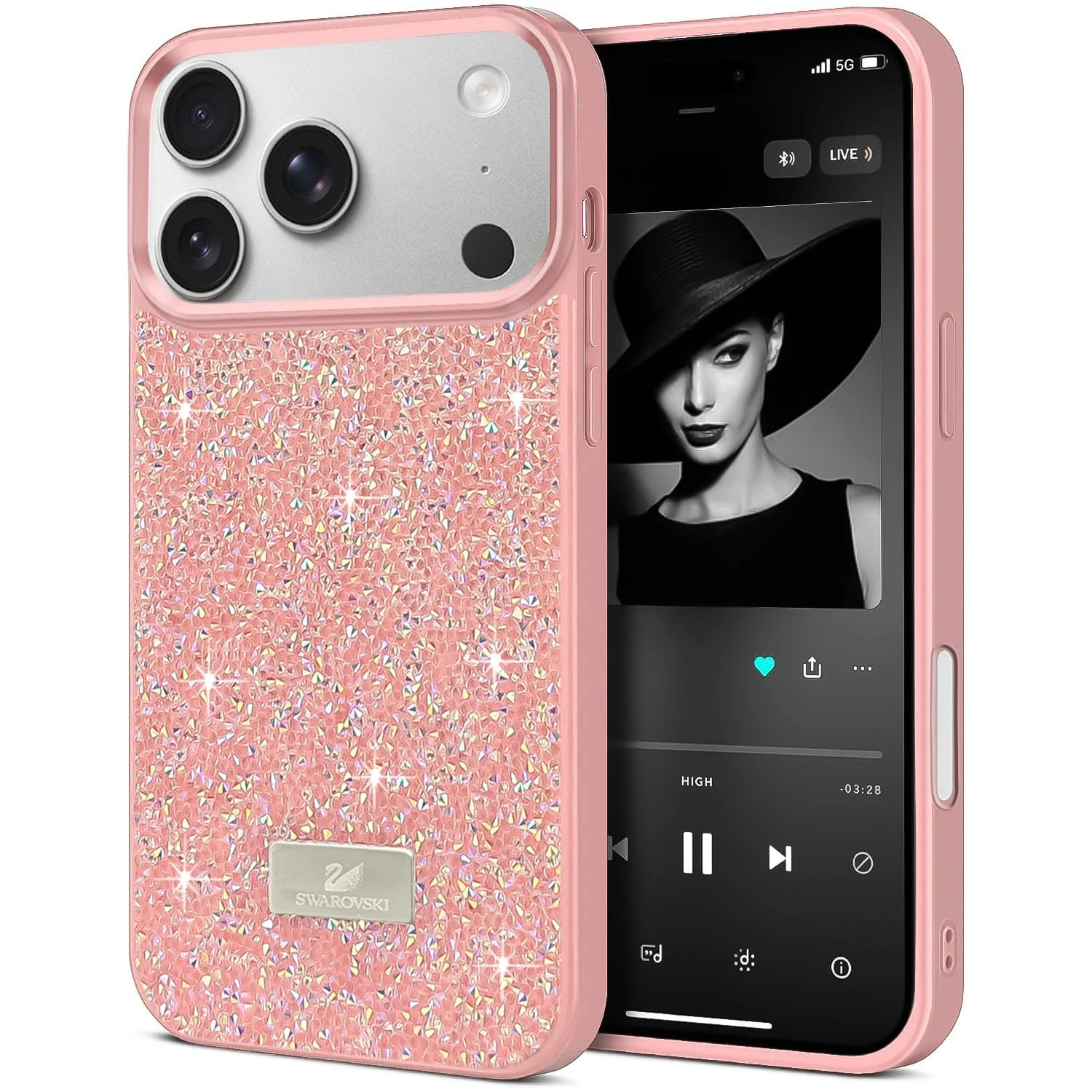 DL3 Mobilak Glitter Protective Case for iPhone 17 Pro, Supports wireless charging, Shock-absorbing protection, Scratch-resistant surface