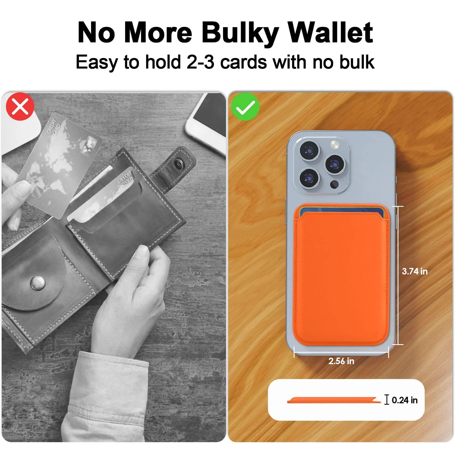DL3 Mobilak Magnetic Card Holder Phone Wallet for iPhone 16/15/14/13/12 Series with MagSafe, Wallet for iPhone 16 15 14 Pro Max Plus Series, MagSafe 3 Wallet for iPhone 13 12 Pro Max Mini Series - Orange
