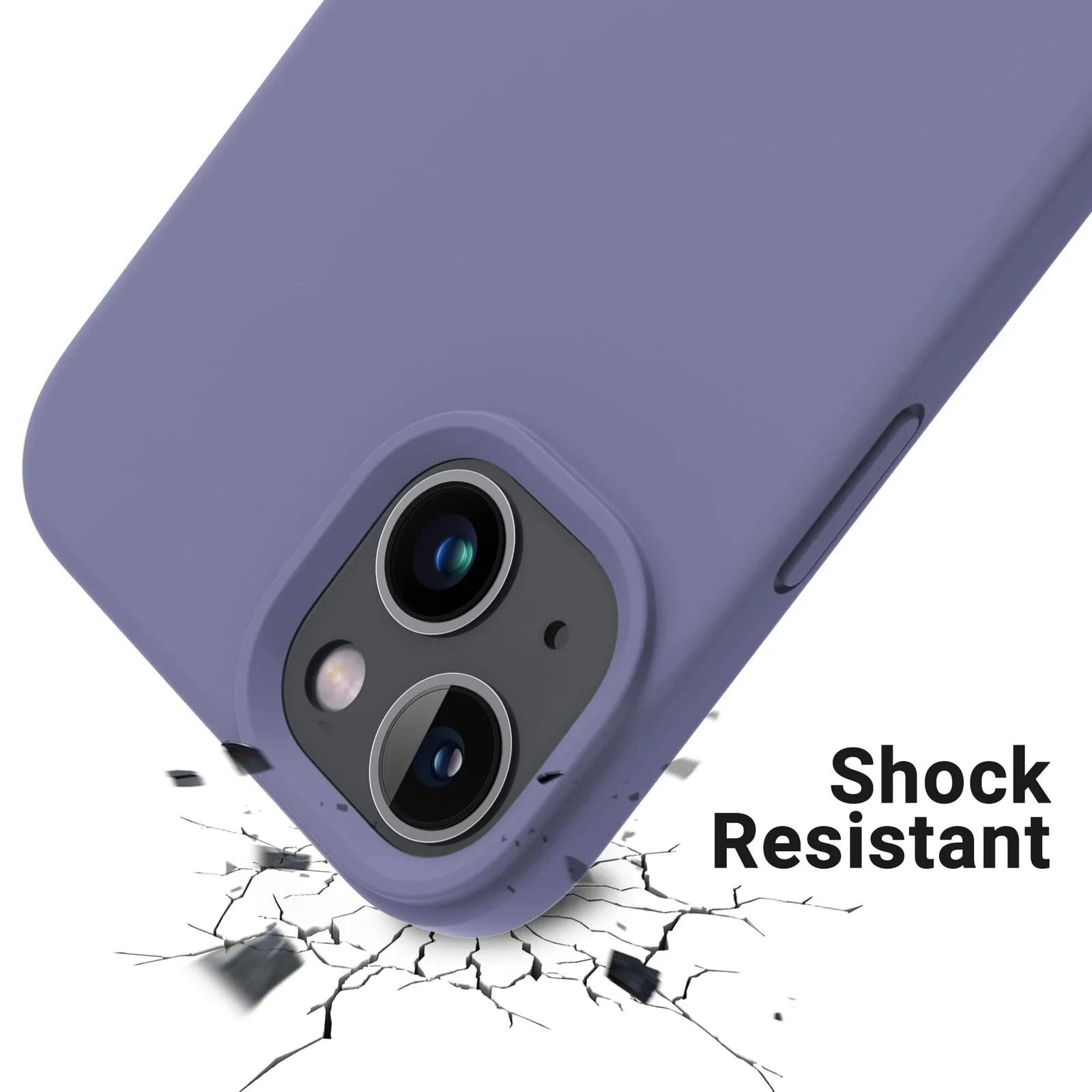 "DL3 Mobilak Compatible with iPhone 15 Plus/iPhone 14 Plus Case 6.7"", Slim Liquid Silicone 3 Layers Soft Gel Rubber Cover Protective Phone Case with Anti-Scratch Microfiber Lining - Lavender Blue"
