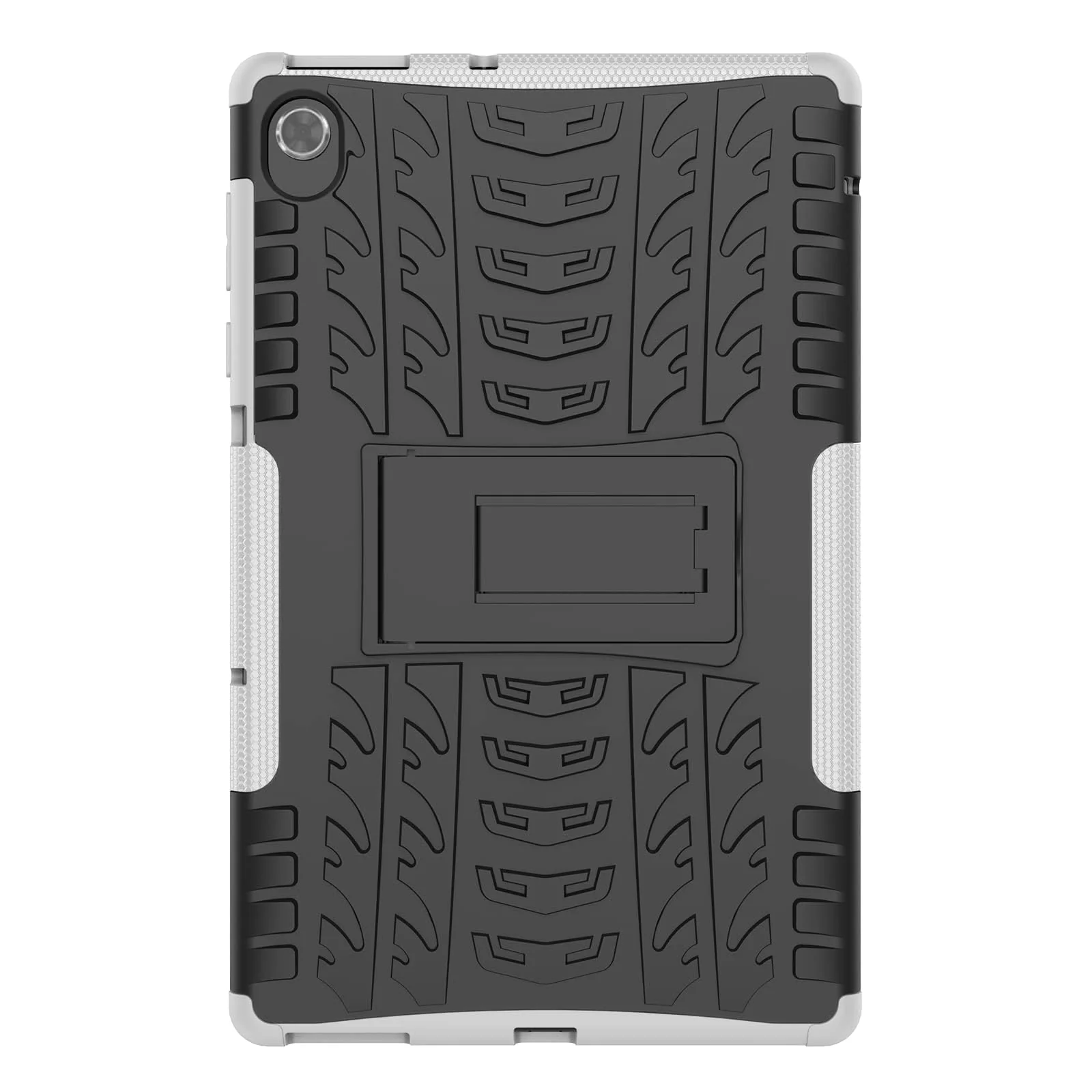 "DL3 Mobilak Case For Lenovo Tab M10 FHD Plus 10.3"" [2nd Gen] 2020 (TB-X606F/X) / K10 2021 (TB-X6C6F), Hybrid Rugged Armor Heavy Duty 2 in 1 TPU + PC Dual Layer Shockproof Case with Kickstand - White"