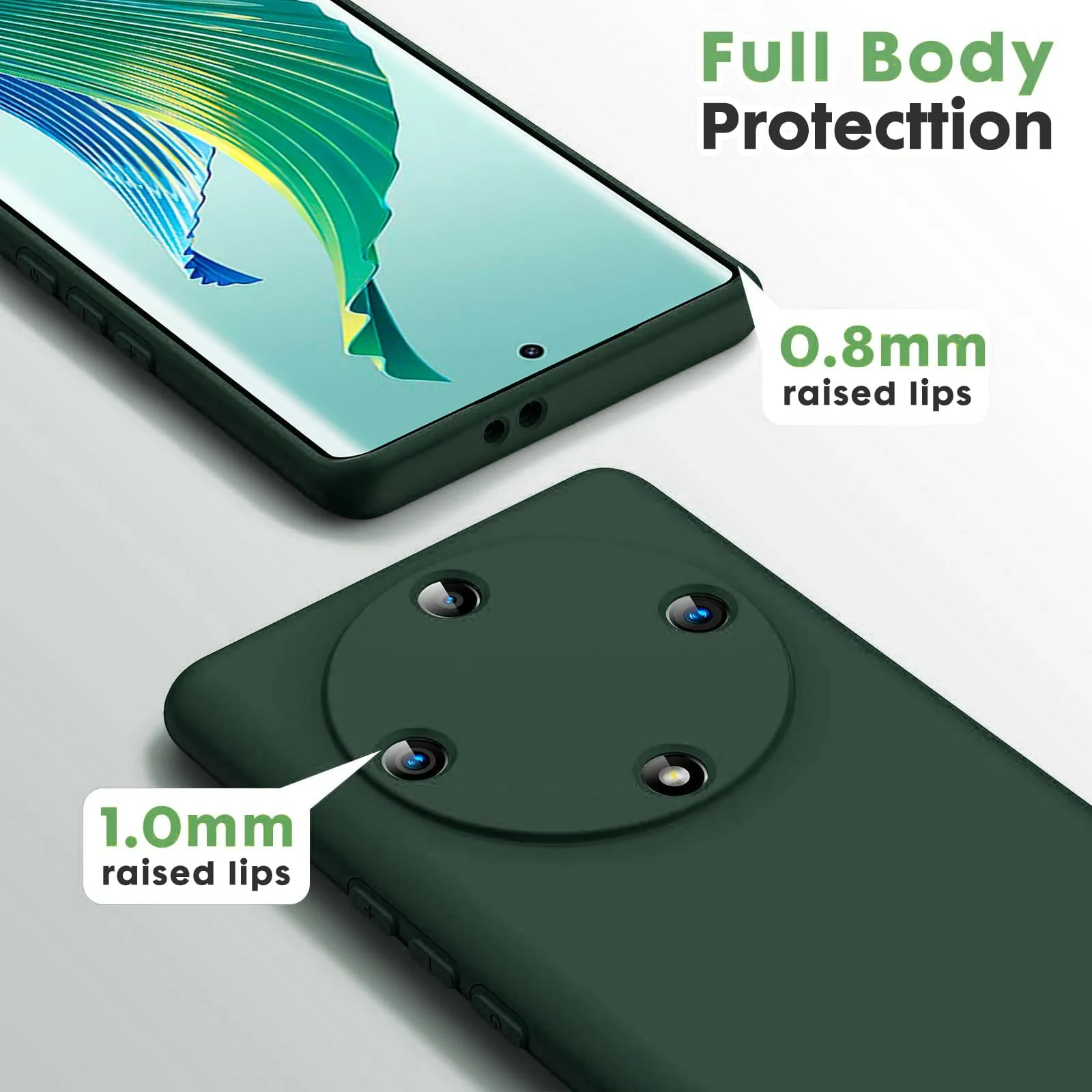 DL3 Mobilak Silicone Protective Case for Honor X9a, Shock-absorbing protection, Scratch-resistant surface, Soft microfiber lining - Green