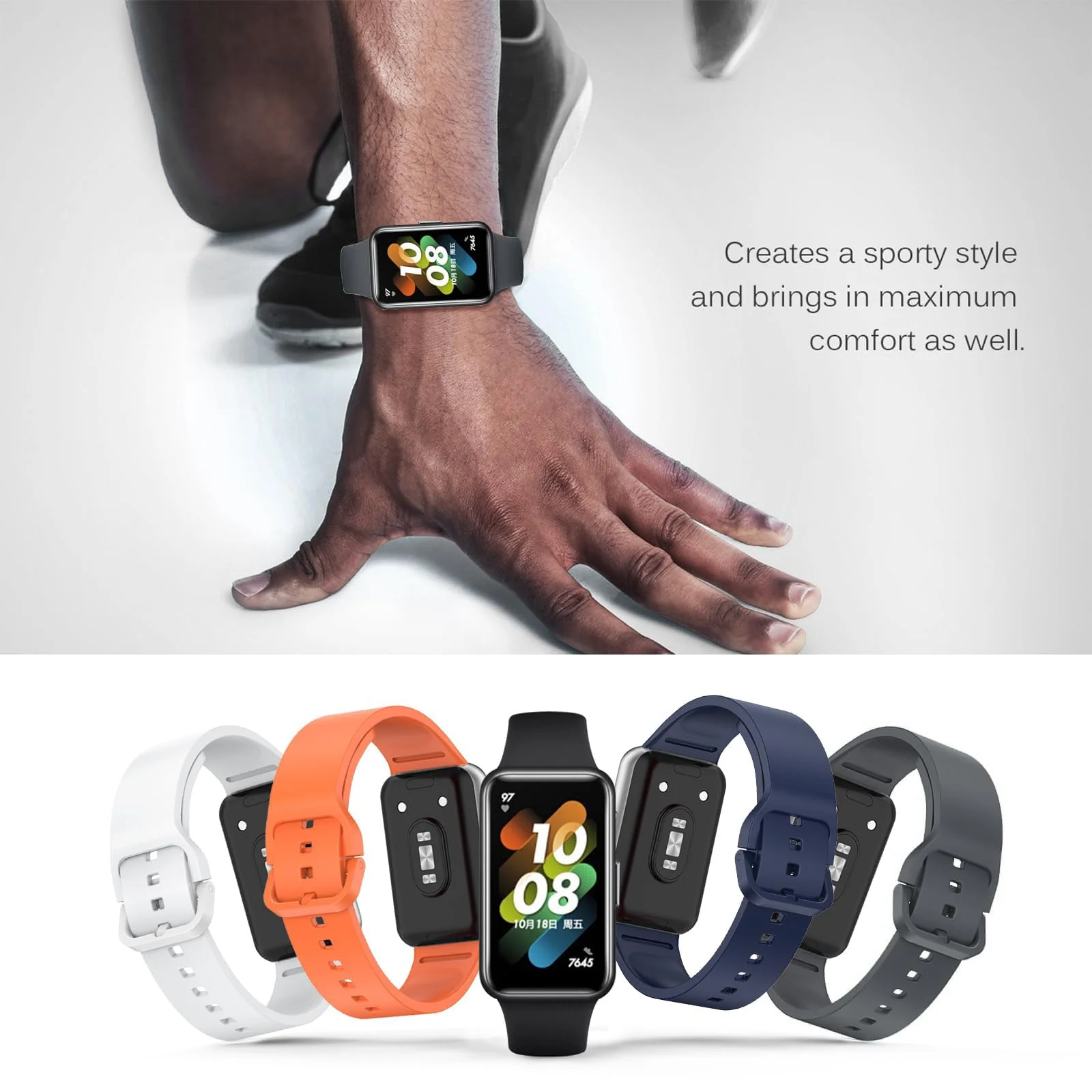 DL3 MOBILAK Silicone Bracelet for Samsung Galaxy Fit 3 Strap, Soft Silicone Sport Replacement Strap For Women/Men, Adjustable Waterproof Sports Band - Space Gray