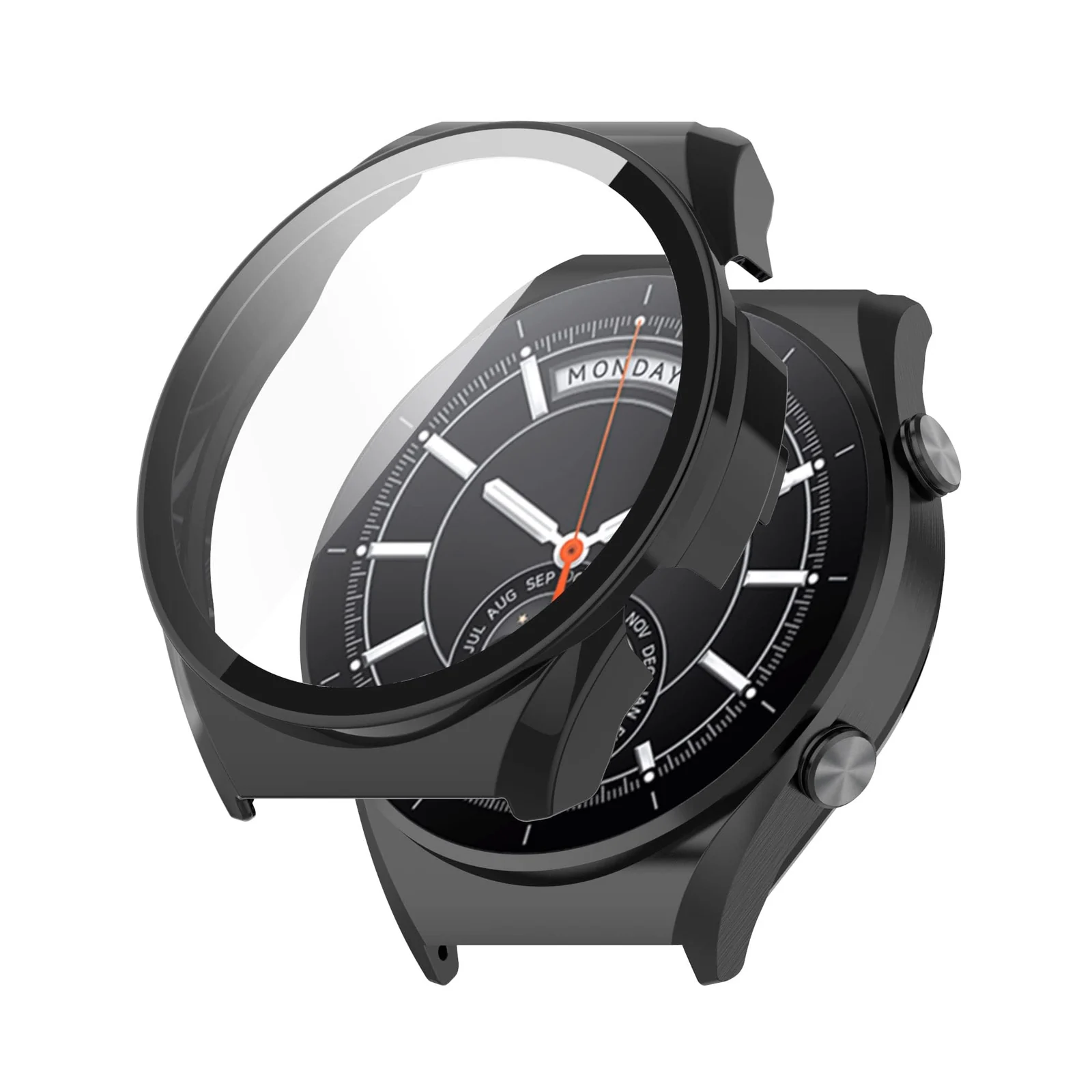 DL3 Mobilak Case with Screen Protector for Xiaomi Watch S1, Bumper Full Coverage Hard PC Overall Protective Cover, Built-in Tempered Glass Film High Sensitivity For Xiaomi Watch S1