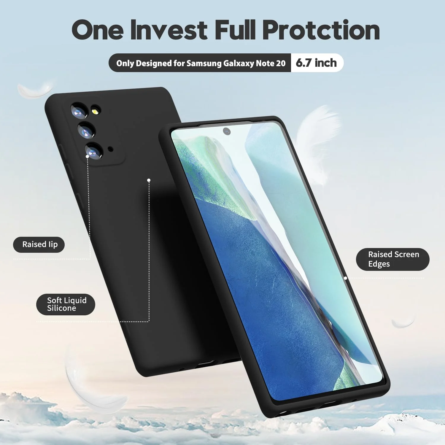 "DL3 Mobilak Liquid Silicone Case for Samsung Galaxy Note 20 5G (6.7""), Shock-absorbing protection, Scratch-resistant surface, Soft microfiber lining - Black"