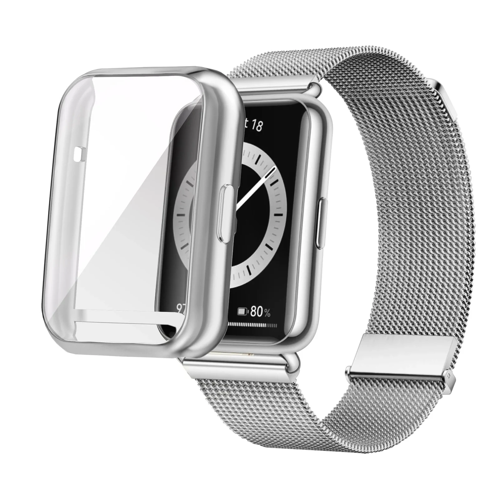 DL3 Mobilak Case Compatible with Huawei Watch Fit 2 Protective Case, Flexible TPU Full Protection Screen Protector Cover Scratch-Resistant Screen Protector Case For Huawei Fit 2
