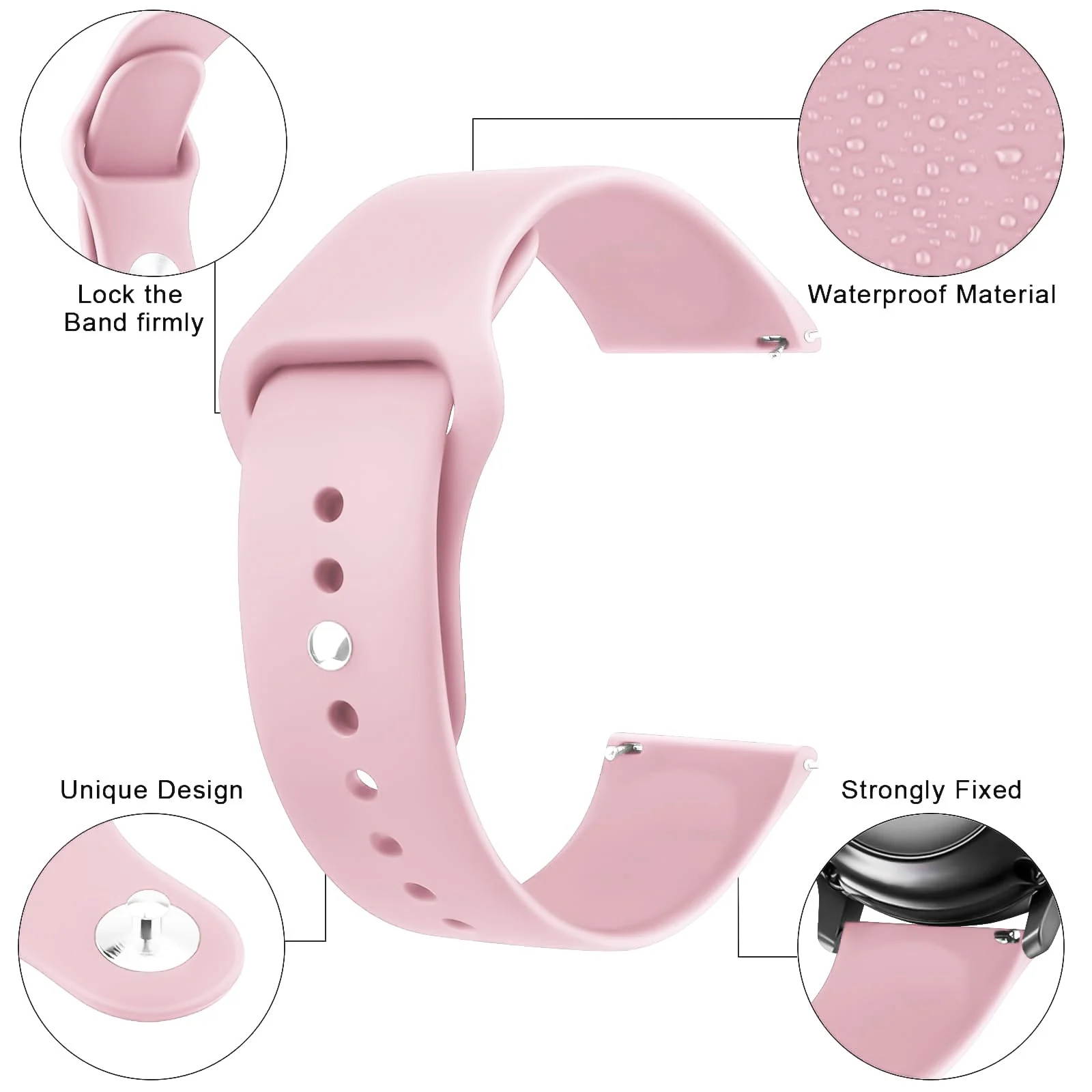 DL3 Mobilak Straps Compatible with Xiaomi Redmi Watch 5 Active/Redmi Watch 5 Lite Bracelets for Men Women, 22mm Soft Silicone Strap, Waterproof Adjustable Band Sports Replacement - Light Pink