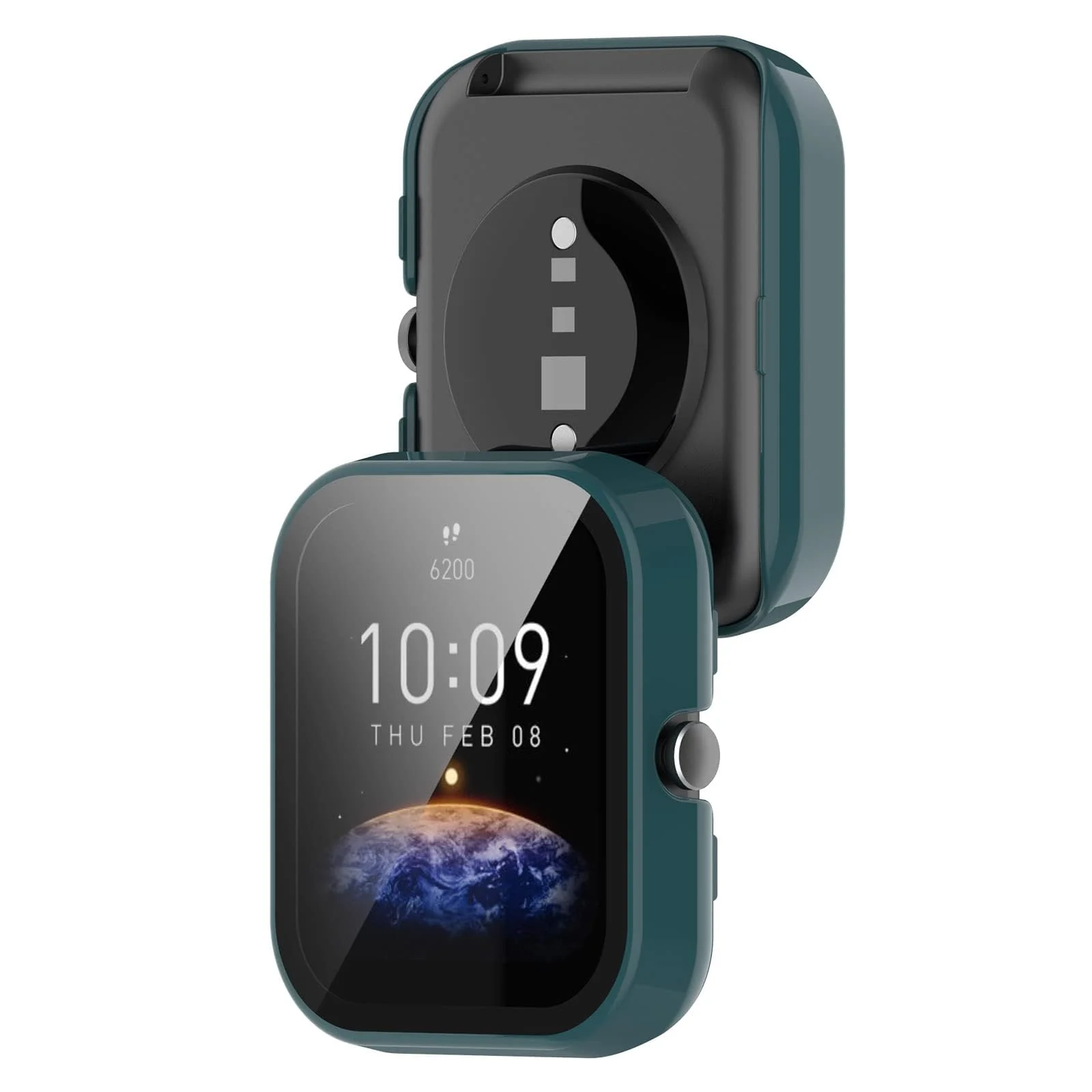 DL3 MOBILAK Full-Coverage Watch Case with Tempered Glass for Amazfit Bip 3 / Bip 3 Pro, Green