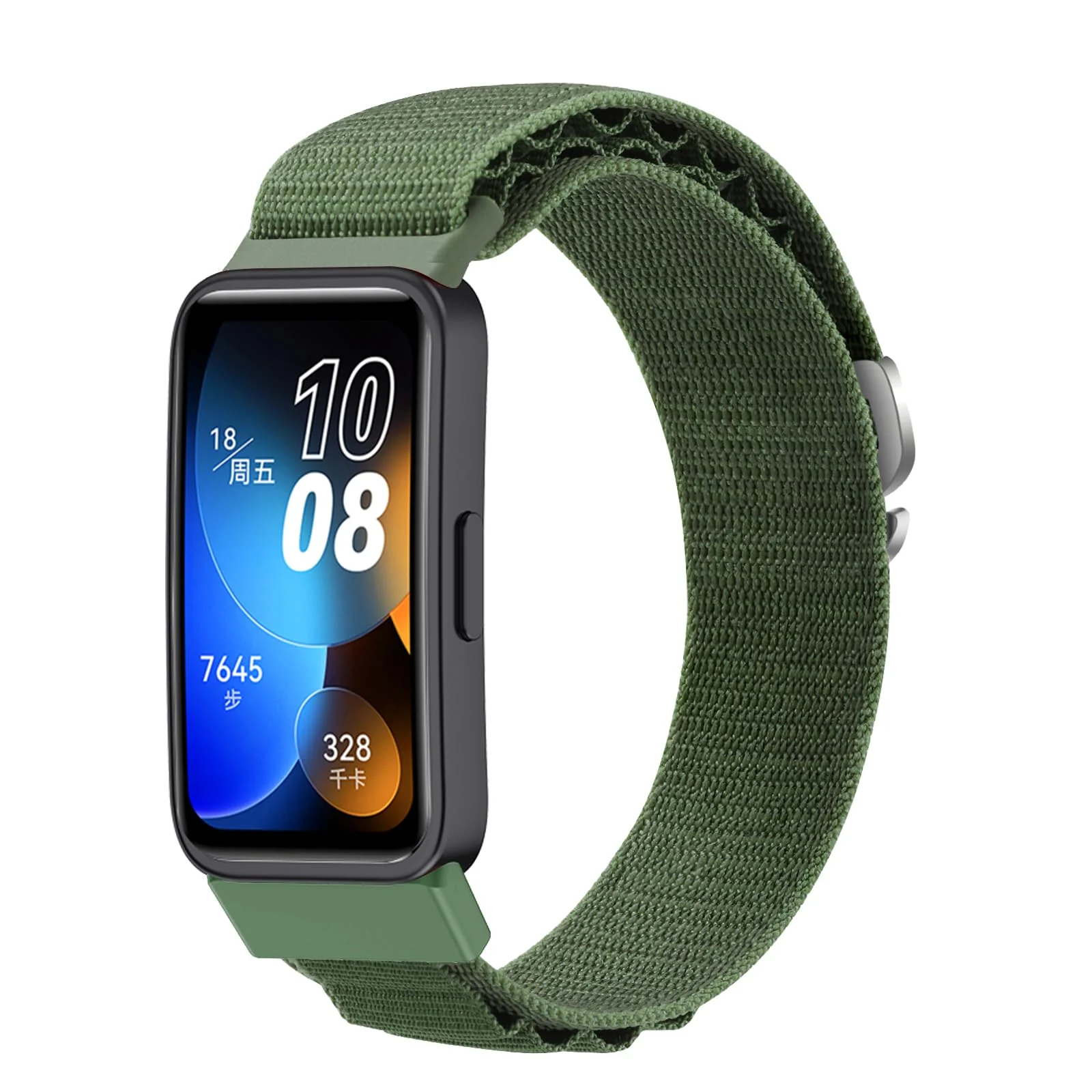 DL3 Mobilak Alpine Loop Band for Huawei Band 9 / Huawei Band 8, Women Men Nylon Sport Solo Loop Rugged Wristband with G‑Hook For Huawei Band 8/Band 9 - Green