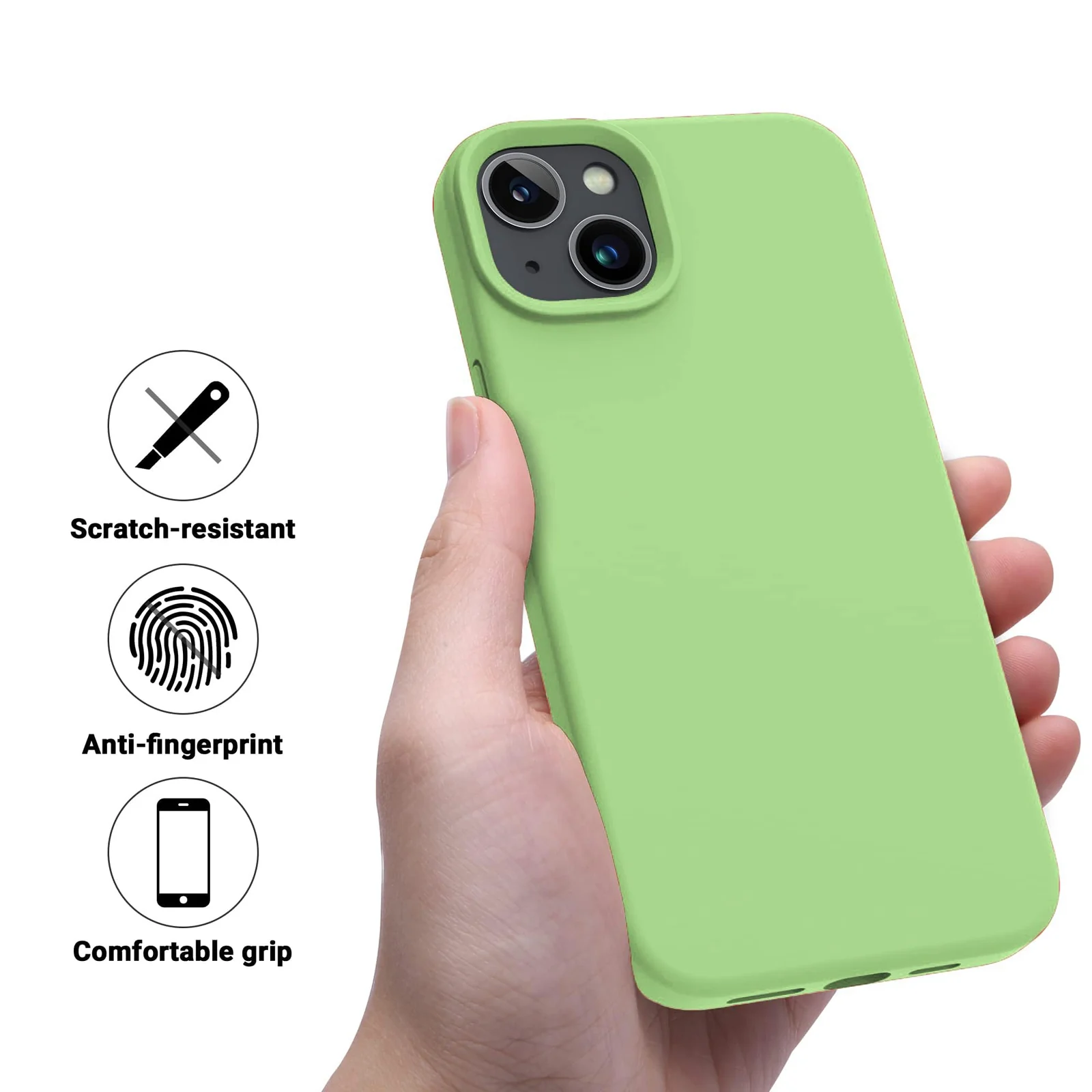 DL3 Mobilak Liquid Silicone Protective Case with Soft Microfiber Lining for iPhone 13 / iPhone 14 - Light Green