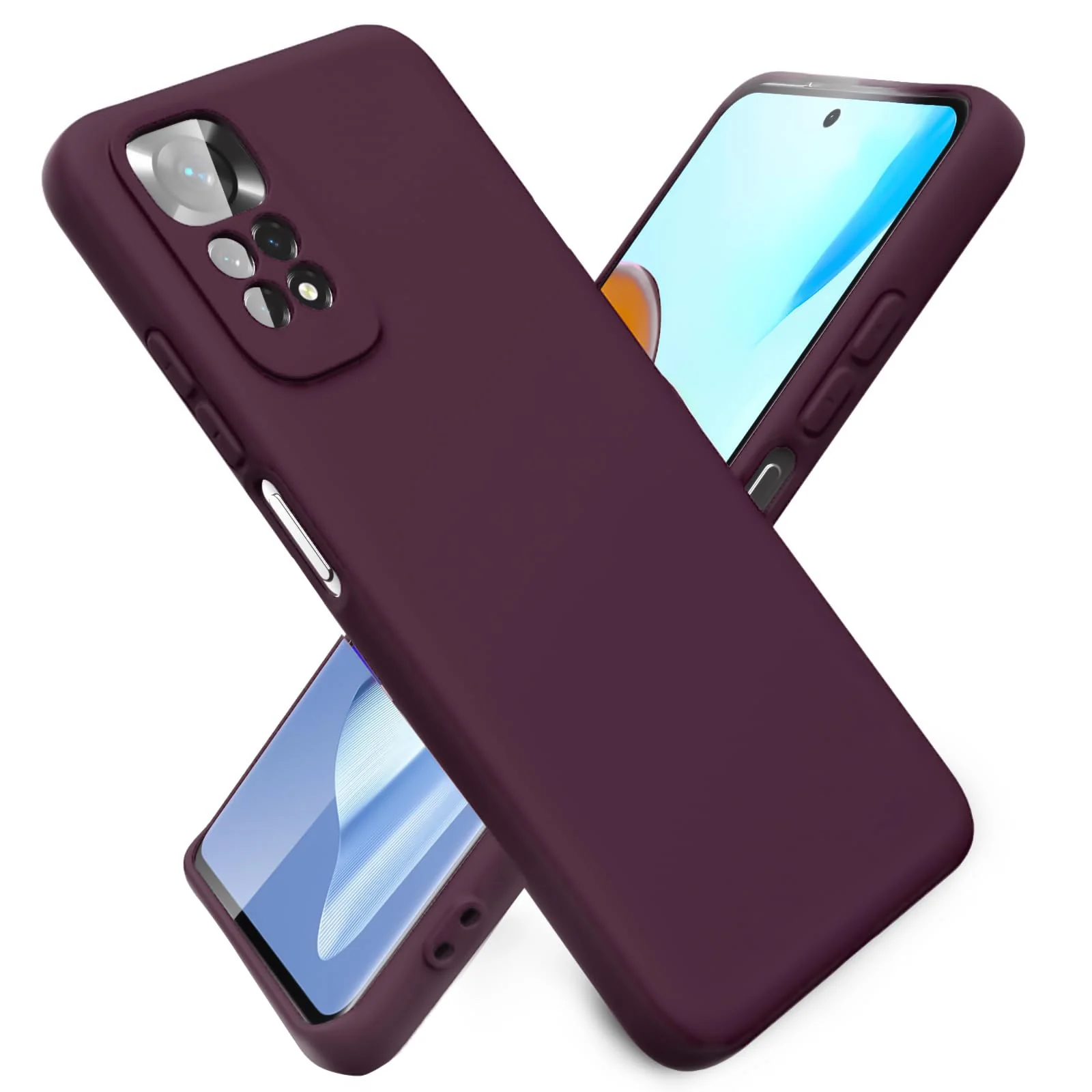 DL3 Mobilak Liquid Silicone Protective Case with Soft Microfiber Lining with Full Camera Protection for Xiaomi Redmi Note 12 Pro 4G / Redmi Note 11 Pro 4G&5G - Wine Red