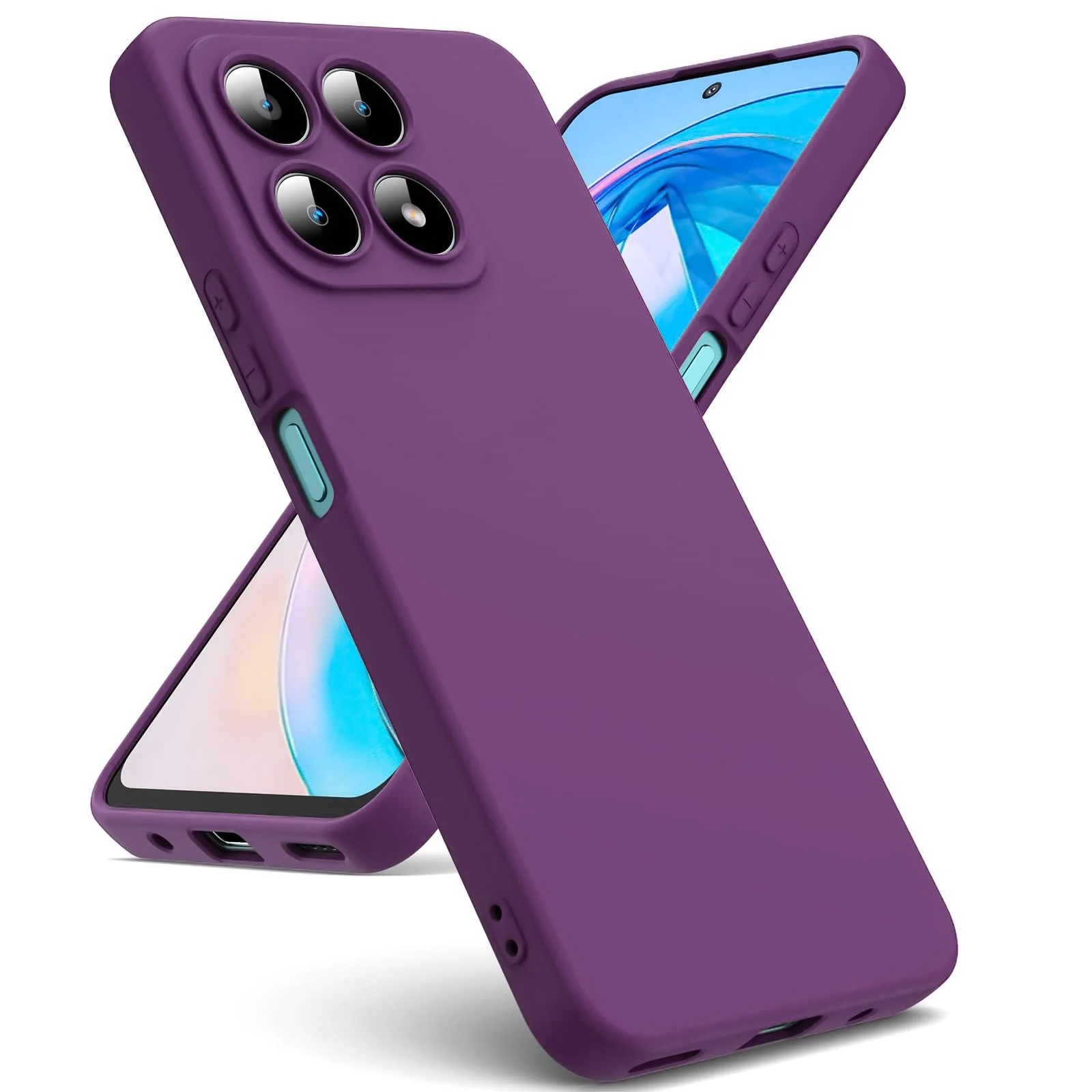 DL3 Mobilak Liquid Silicone Protective Case with Soft Microfiber Lining with Full Camera Protection for Honor X8A - Violet