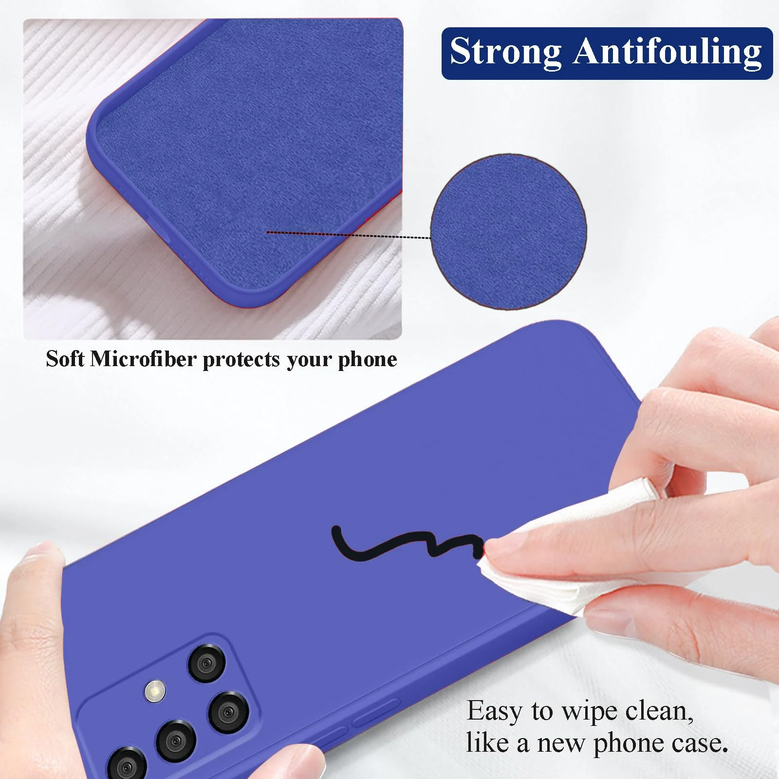 DL3 Mobilak Soft Silicone Protective Case for Samsung Galaxy A51 with Microfiber Lining and Shockproof Design - Light Blue