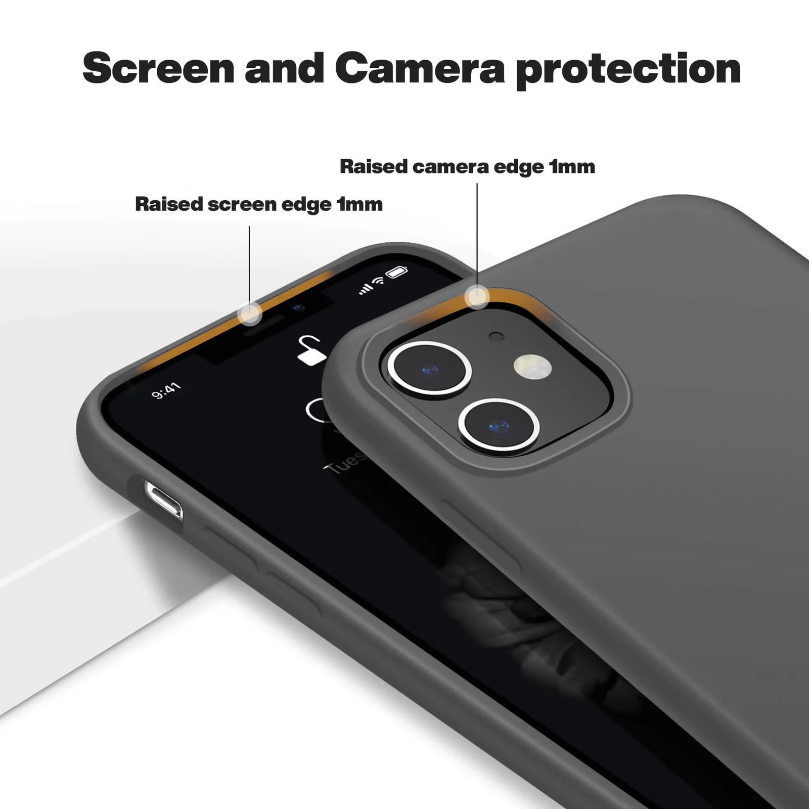 DL3 Mobilak Liquid Silicone Case for iPhone 11 (6.1 Inch), Shock-absorbing protection, Scratch-resistant surface, Soft microfiber lining - Gray