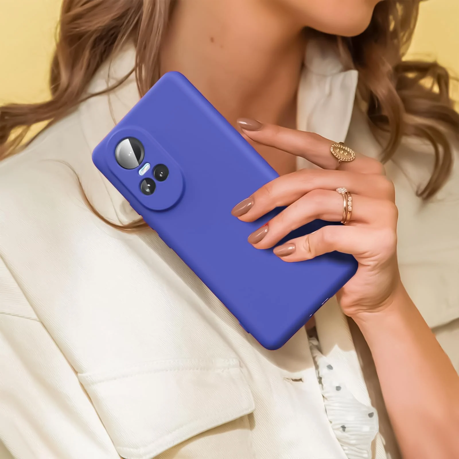 DL3 Mobilak Liquid Silicone Protective Case with Soft Microfiber Lining with Full Camera Protection for OPPO Reno 10 5G / OPPO Reno 10 Pro 5G - Light Blue