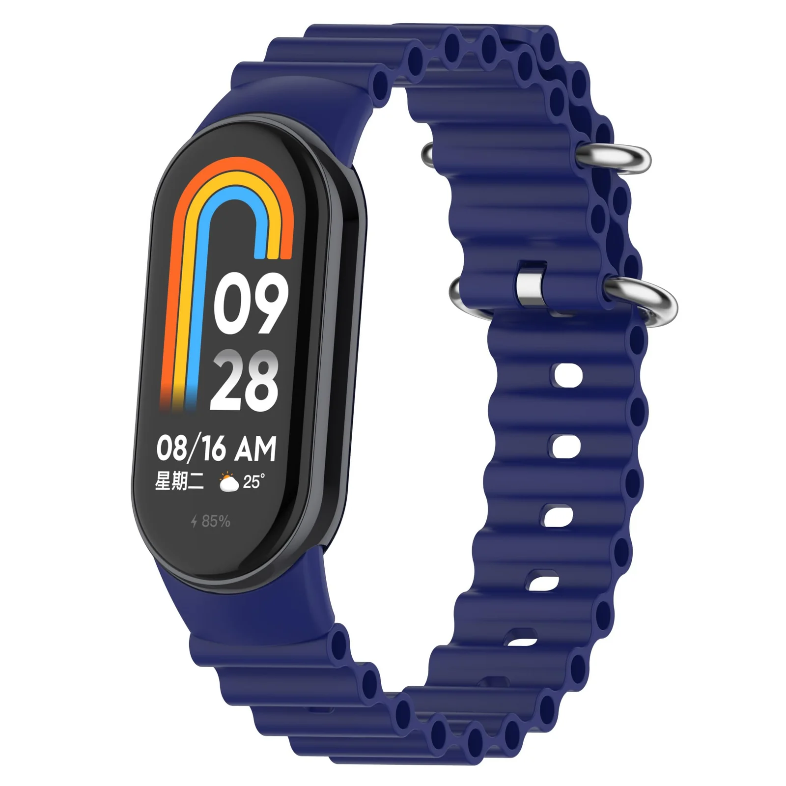 DL3 Mobilak Ocean Band for Xiaomi Band 8 Mi Band 8, Adjustable Silicone Stretchy Sport Strap Women Men Replacement Wristband - Blue