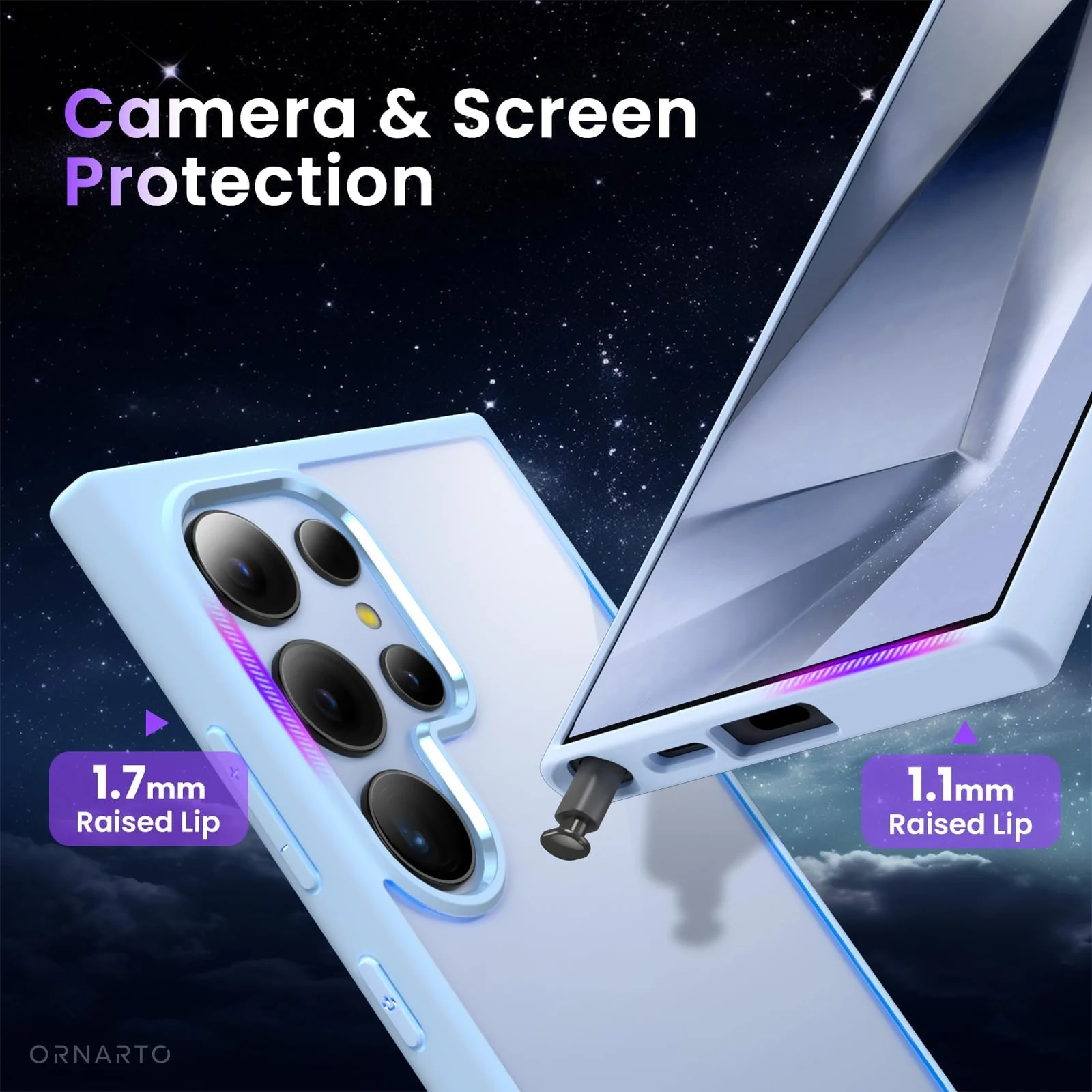DL3 Mobilak PC and TPU Protective Case for Samsung Galaxy S24 Ultra with Camera Protection and Military-Grade Protection - Sky Blue