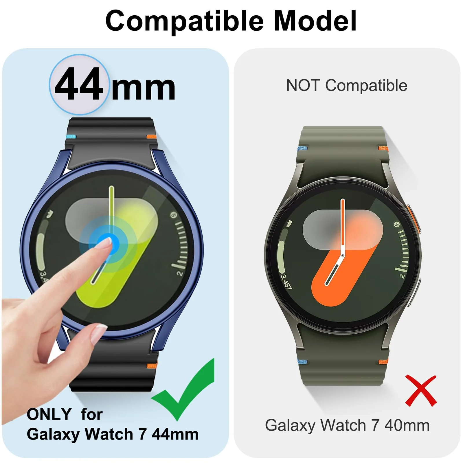 DL3 Mobilak Case for Samsung Galaxy Watch 7 44mm, with Built in Screen Protector, TPU Watch Case, [Full Coverage], Shockproof Cover, High Definition Cover, Protective Case for Watch7 44 mm - Blue