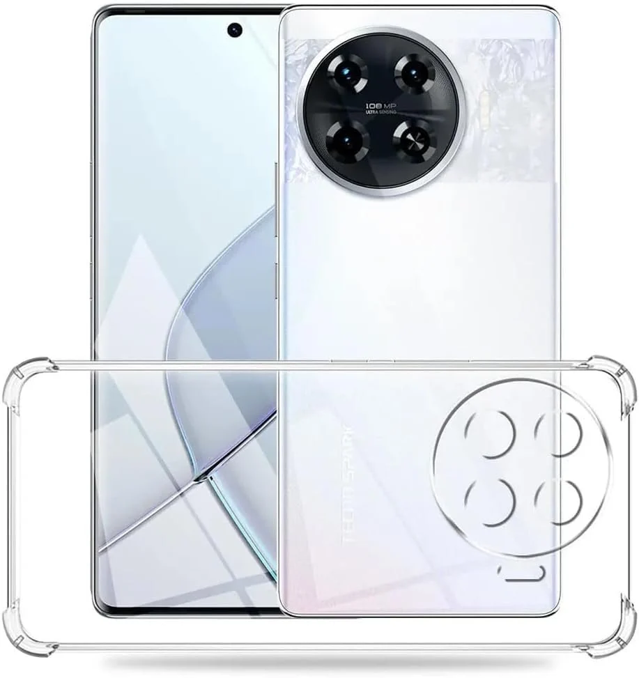 DL3 Mobilak Case Compatible with Tecno Spark 20 Pro Plus, Cover Silicone TPU Gorilla Anti-shock Protector Camera Shockproof Corners - Clear