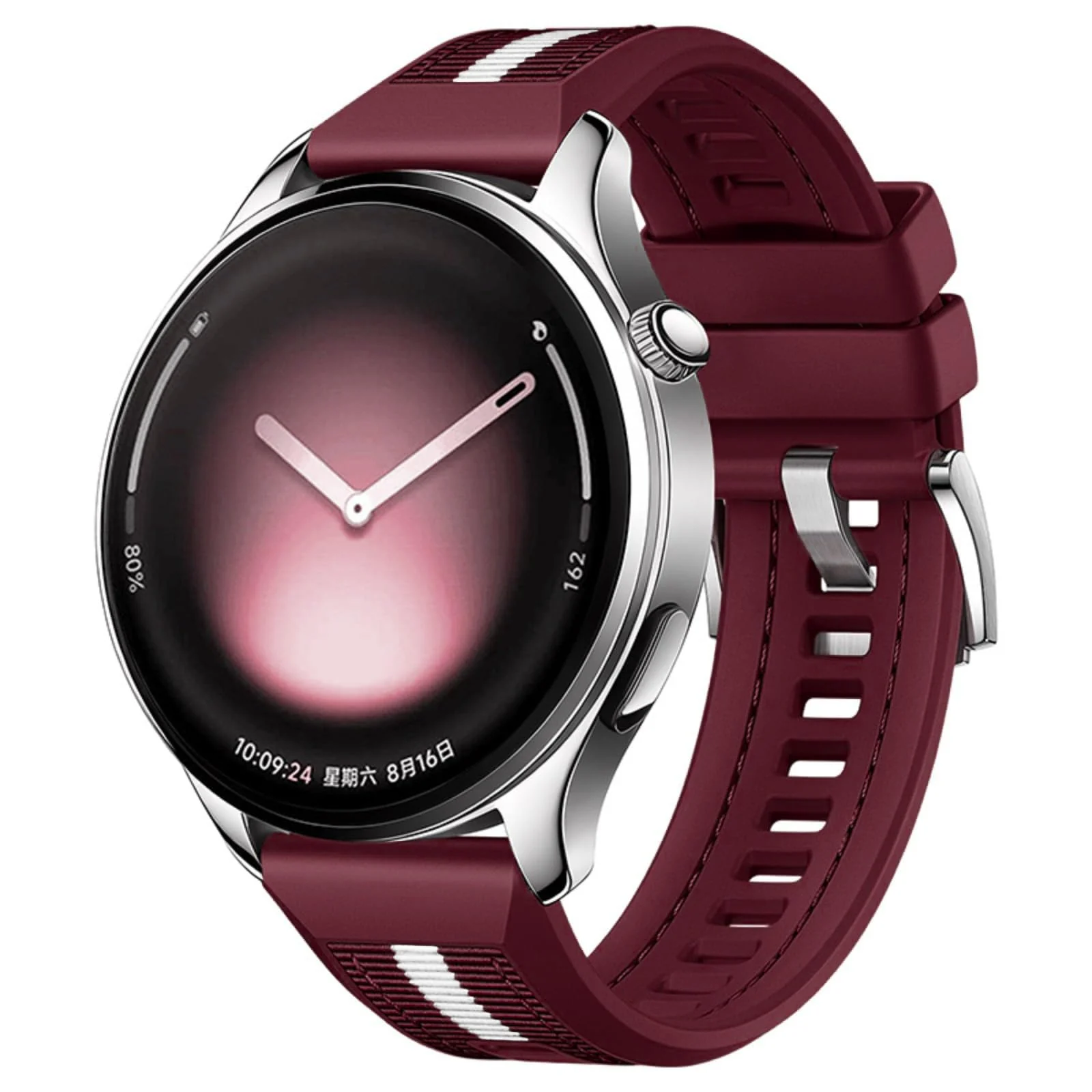 MOBIGON 20mm Nylon-Silicone Sport Watch Strap, Wine Red