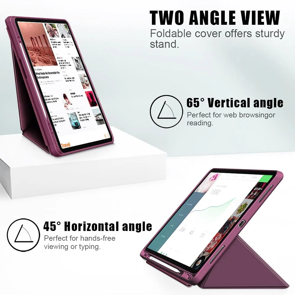 DL3 Mobilak Compatible with iPad Pro 11 Inch 2022(4th Gen)/2021(3rd Gen)/2020(2nd Gen) Case, Smart Stand, Pencil Holder, Shockproof Slim Lightweight Leather Cover, Modern Abstract Design - Wine Red